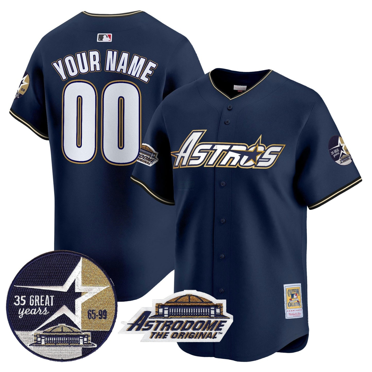 Camisa MLB 1999 Throwback 35th & Astrodome Patch Vapor Premier Limited Jersey V3