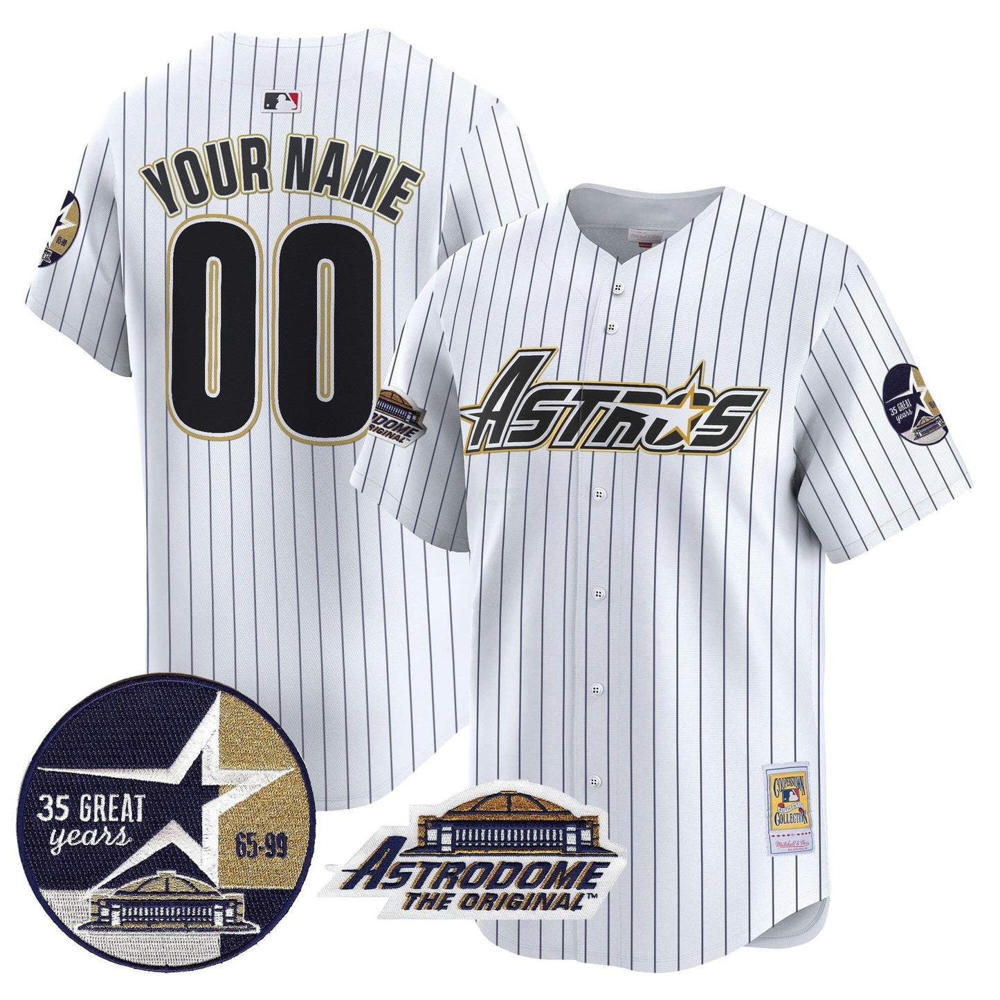 Camisa MLB 1999 Throwback 35th & Astrodome Patch Vapor Premier Limited Jersey V3