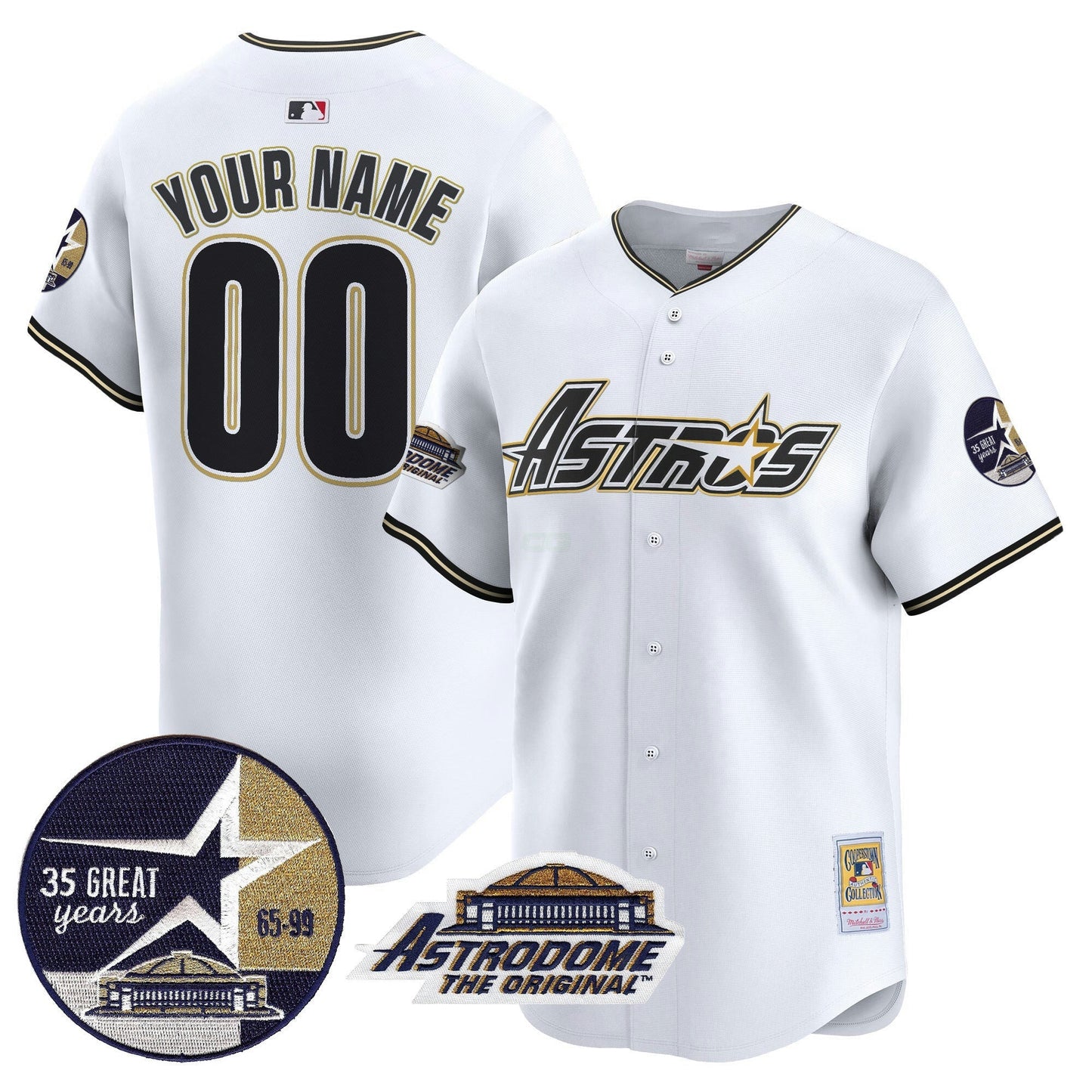 Camisa MLB 1999 Throwback 35th & Astrodome Patch Vapor Premier Limited Jersey V3