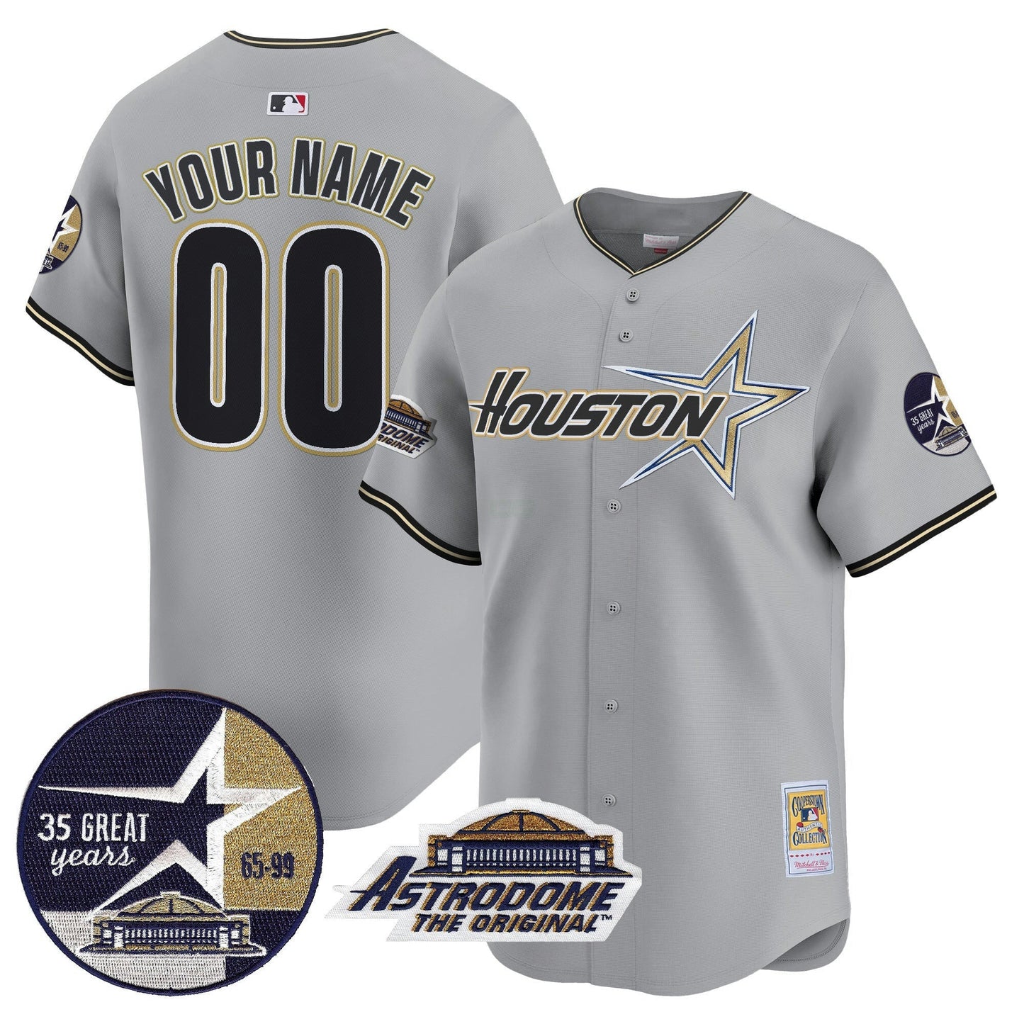 Camisa MLB 1999 Throwback 35th & Astrodome Patch Vapor Premier Limited Jersey V2