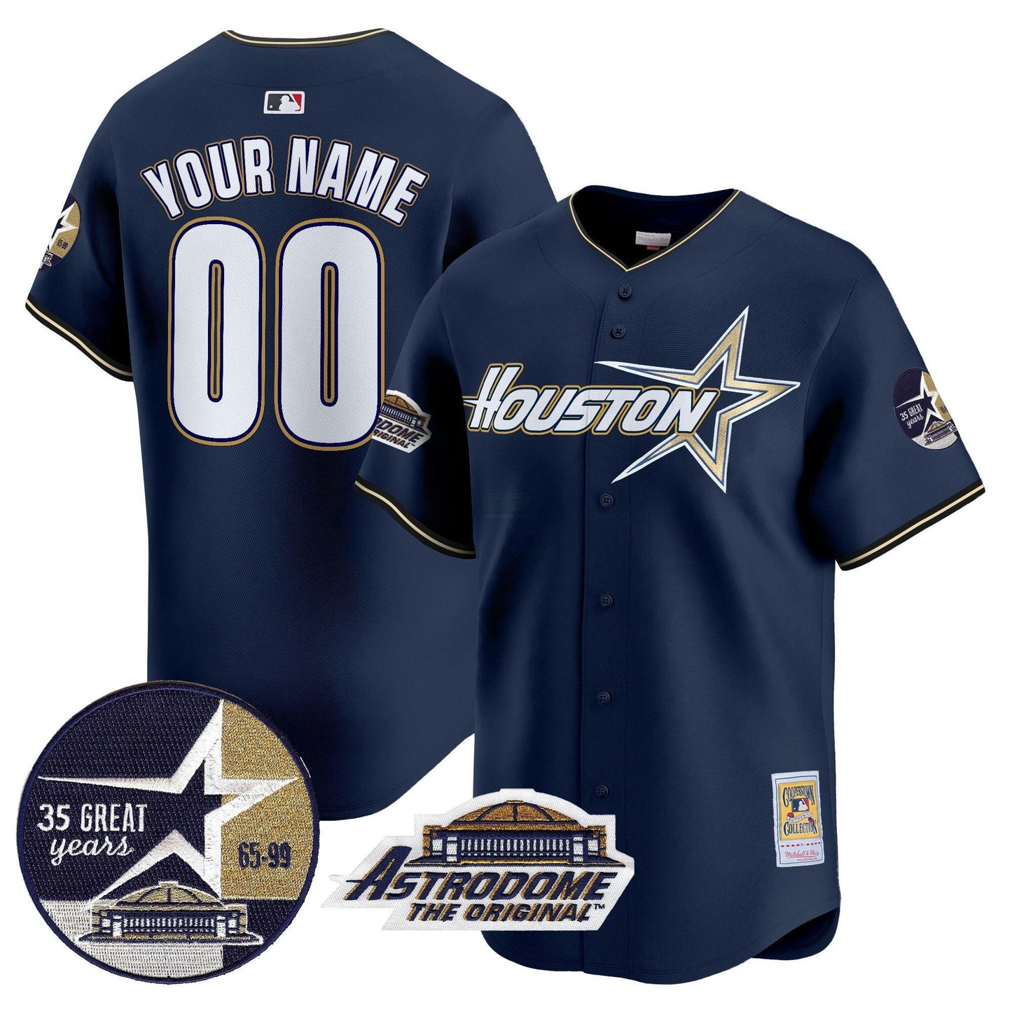 Camisa MLB 1999 Throwback 35th & Astrodome Patch Vapor Premier Limited Jersey V2