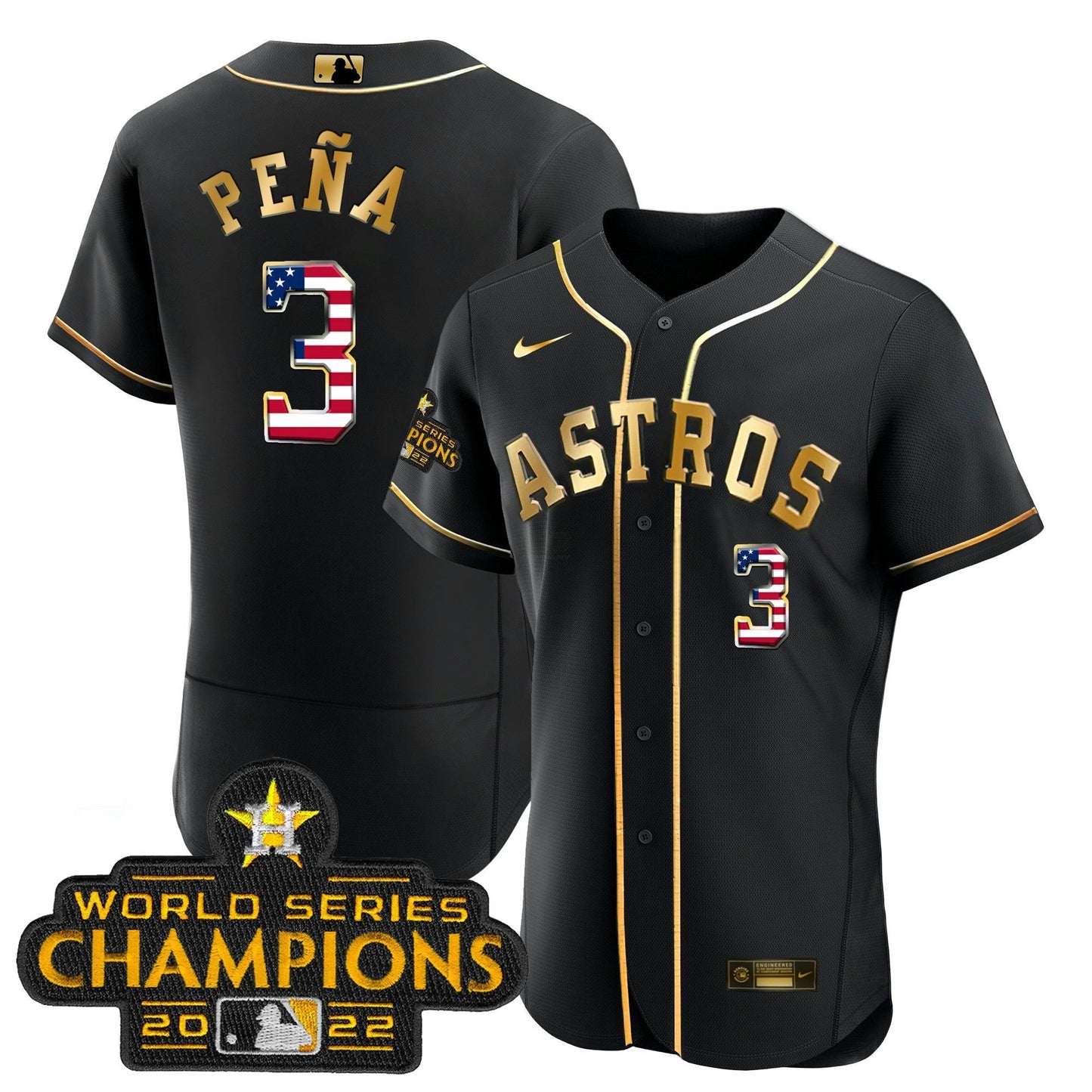 Camisa MLB 2023 Dourada Flag Flex Base Collection Jersey