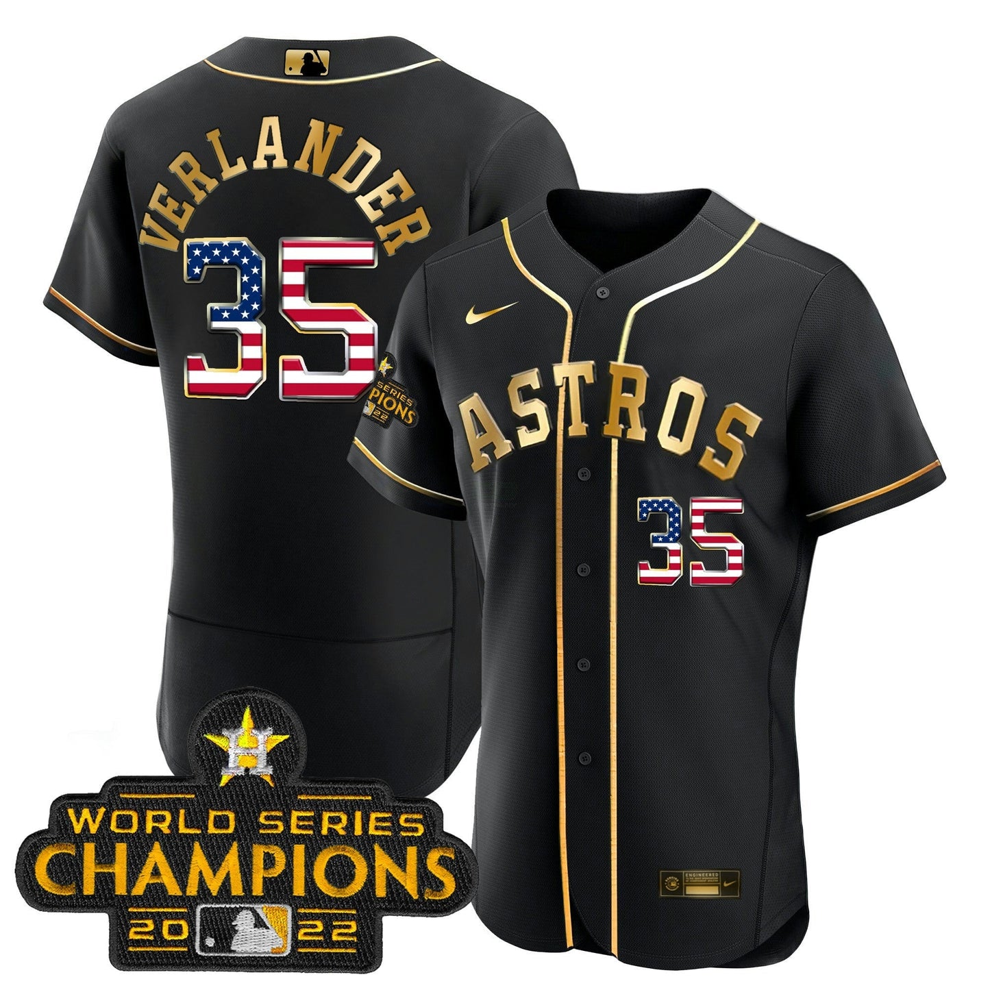 Camisa MLB 2023 Dourada Flag Flex Base Collection Jersey