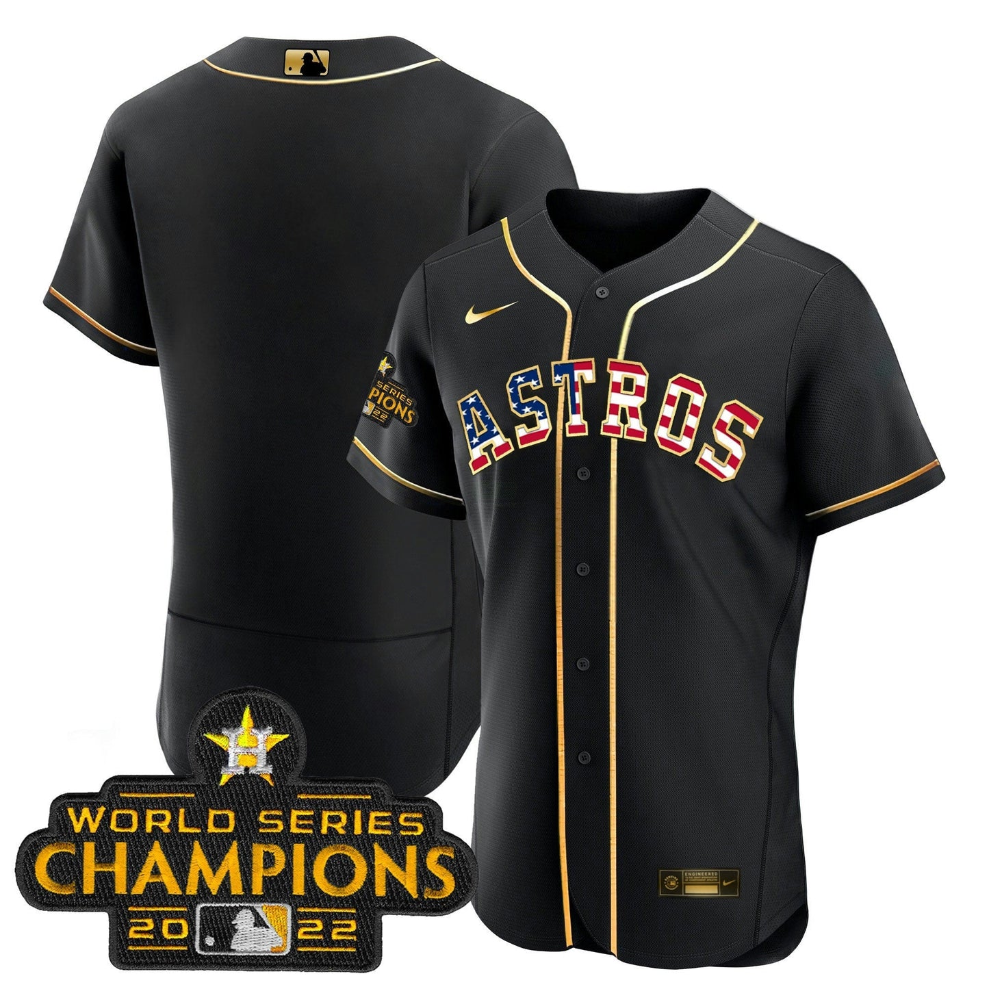 Camisa MLB 2023 Dourada Flag Flex Base Collection Jersey
