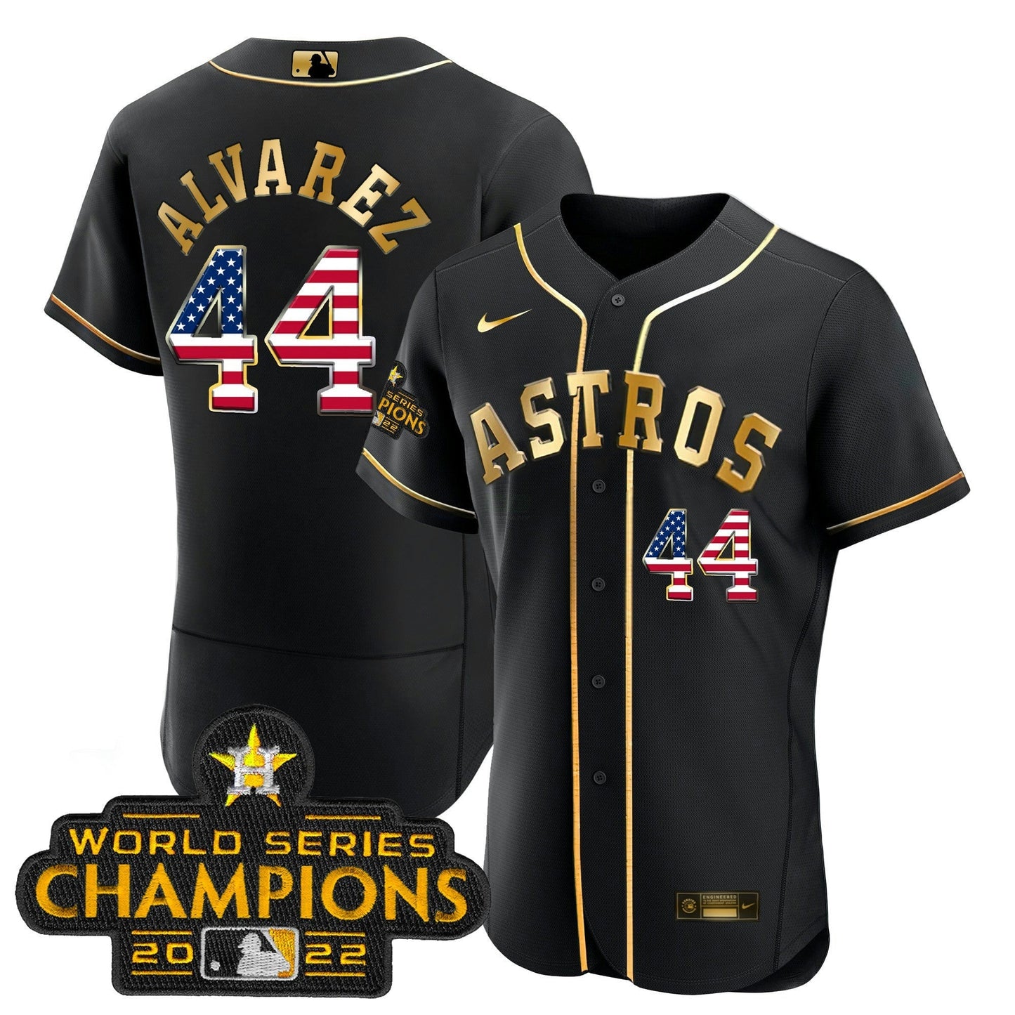 Camisa MLB 2023 Dourada Flag Flex Base Collection Jersey
