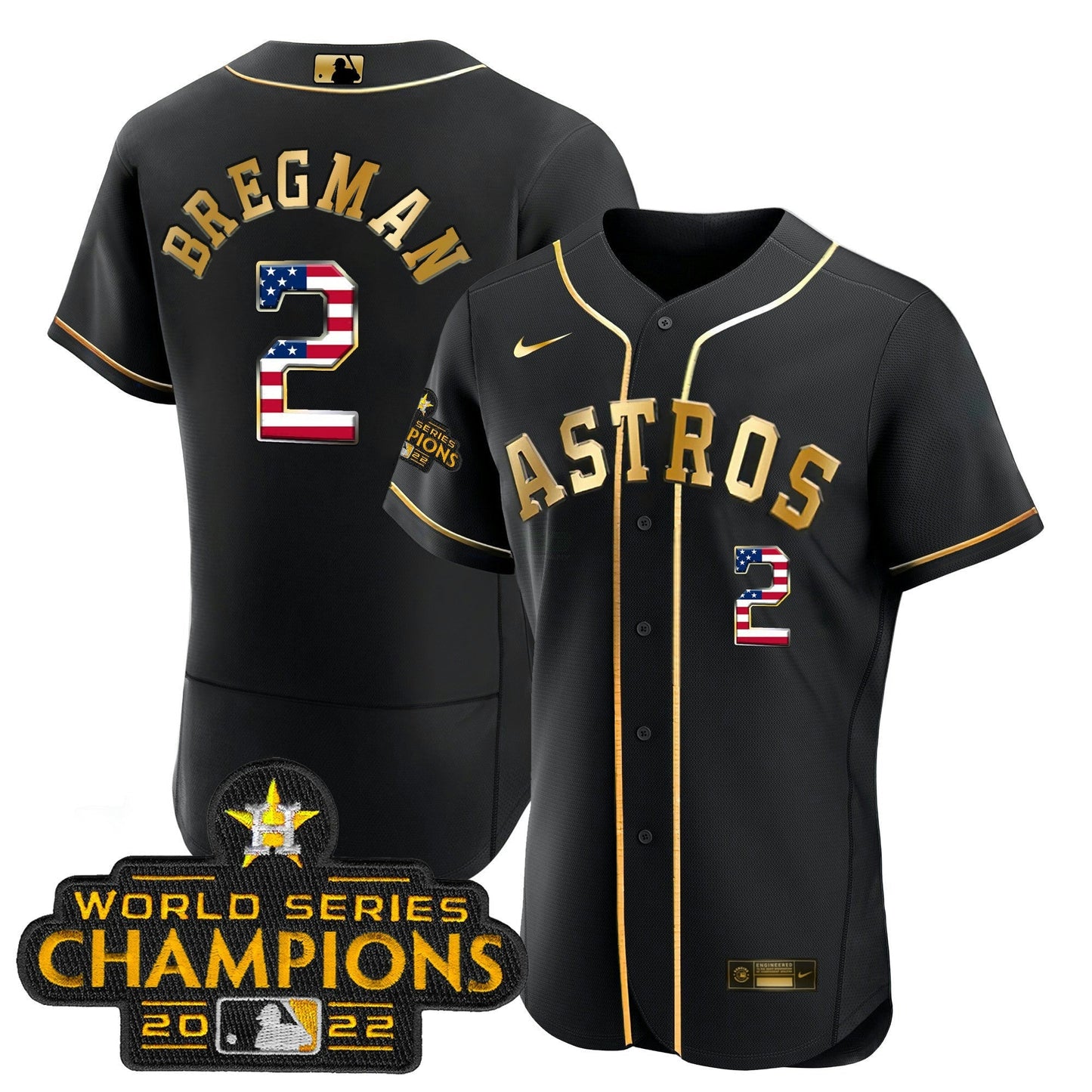 Camisa MLB 2023 Dourada Flag Flex Base Collection Jersey