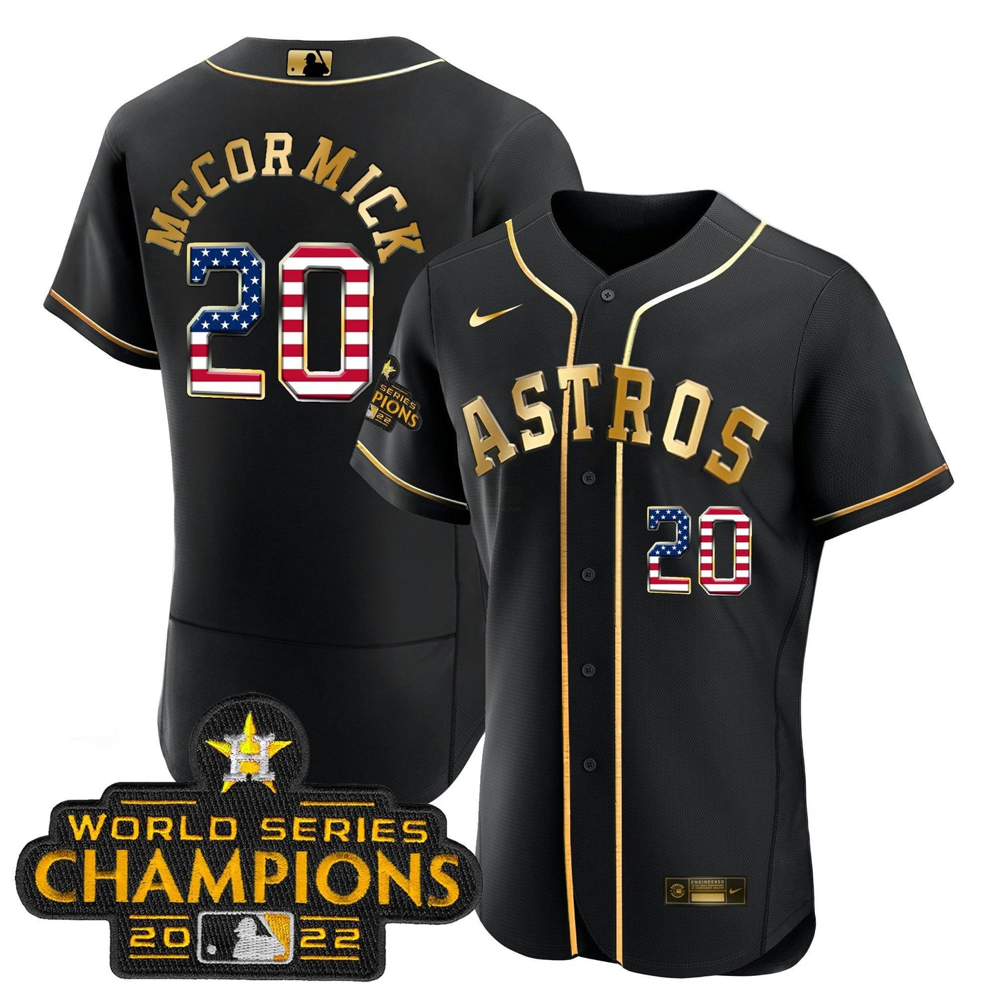 Camisa MLB 2023 Dourada Flag Flex Base Collection Jersey