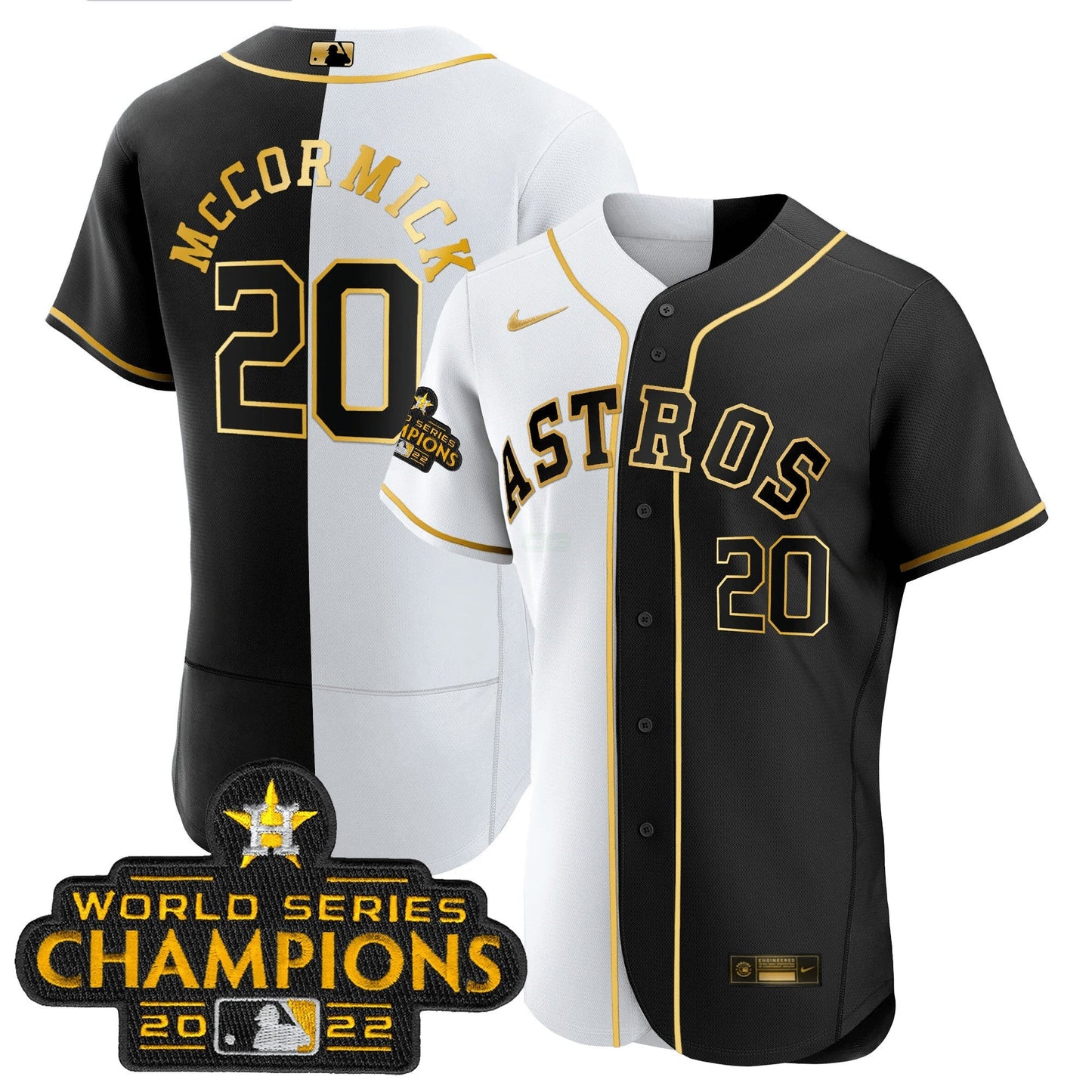 Camisa MLB 2023 Flex Base Split Preta & Branca Dourada Jersey