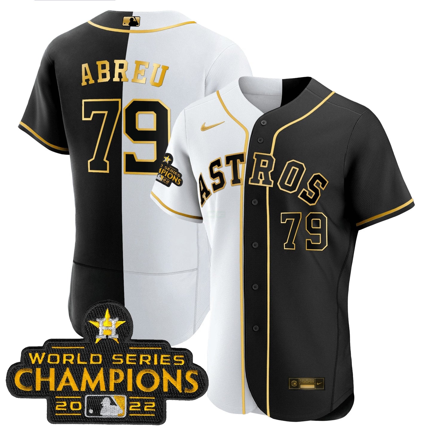 Camisa MLB 2023 Flex Base Split Preta & Branca Dourada Jersey