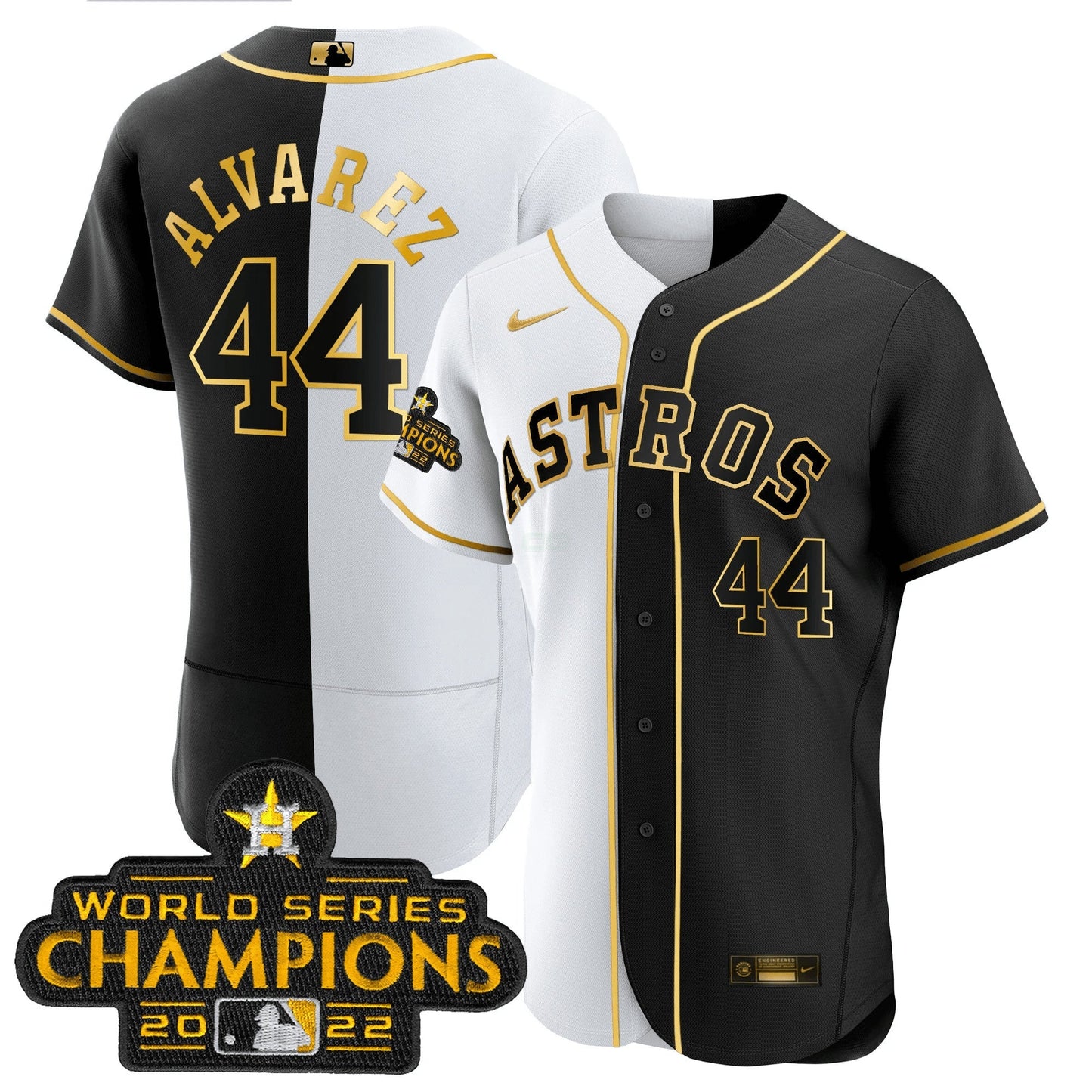 Camisa MLB 2023 Flex Base Split Preta & Branca Dourada Jersey