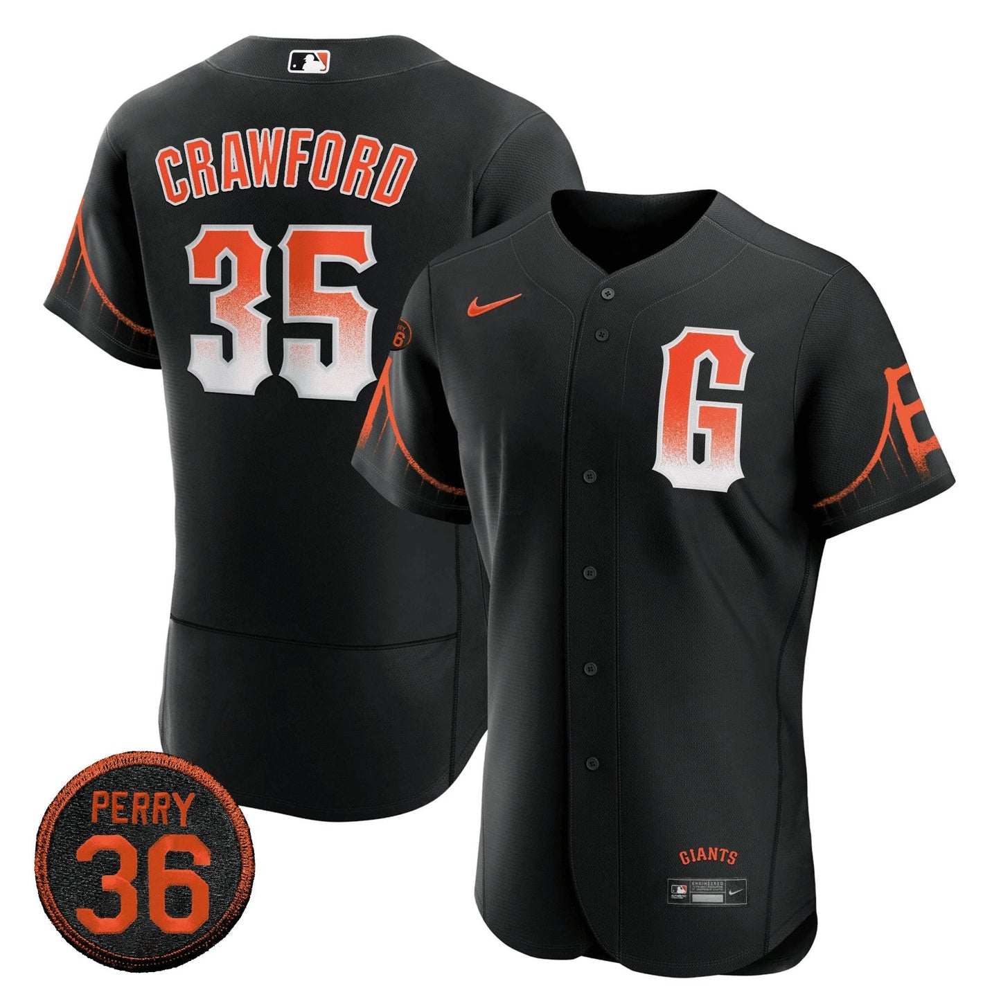 Camisa MLB 2023 Preta City Connect #36 Gaylord Perry Patch Jersey