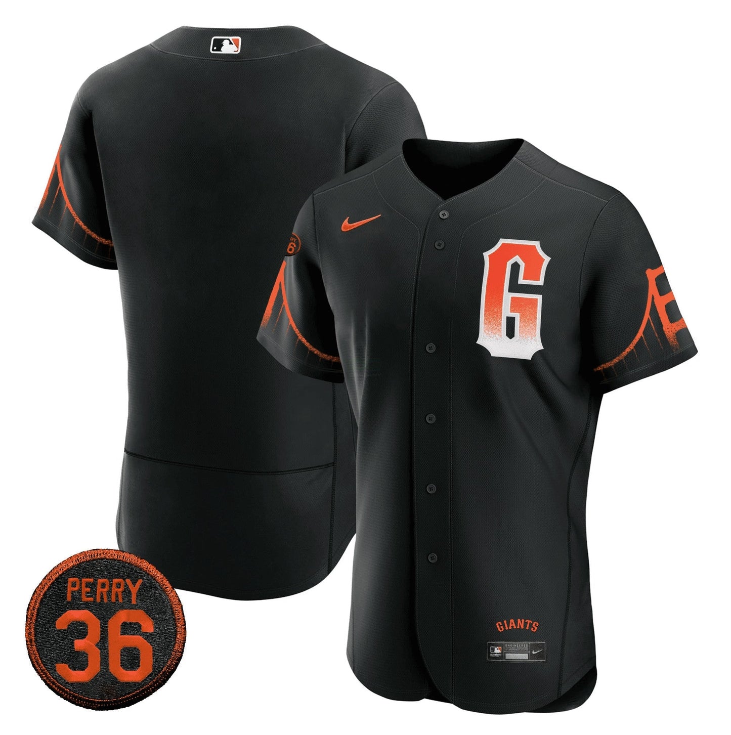 Camisa MLB 2023 Preta City Connect #36 Gaylord Perry Patch Jersey