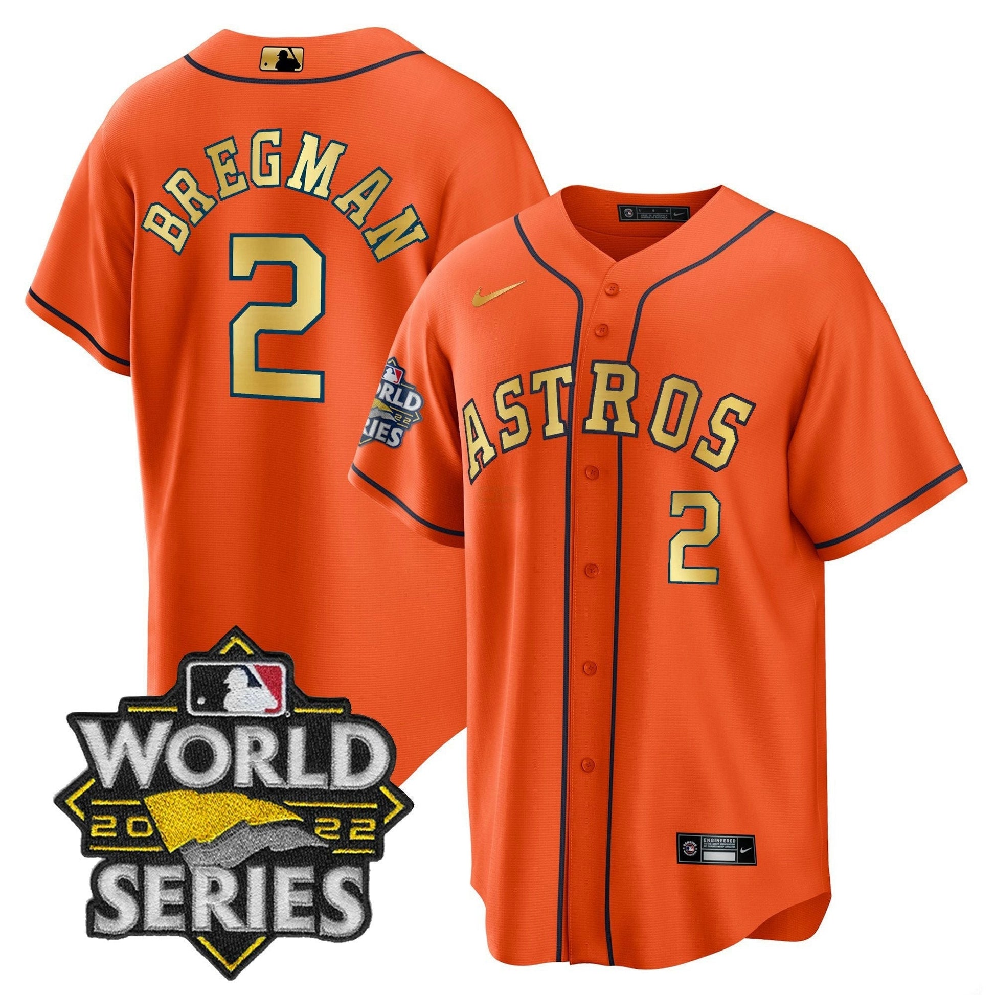 Camisa MLB 2023 World Series Laranja Dourada Jersey