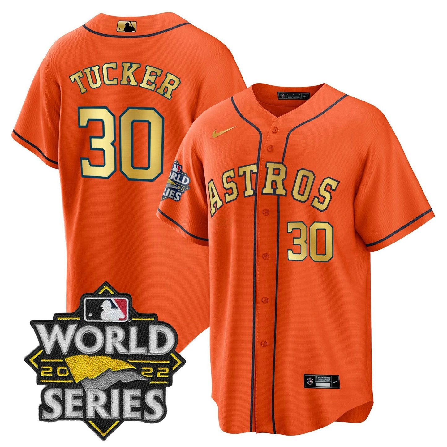Camisa MLB 2023 World Series Laranja Dourada Jersey