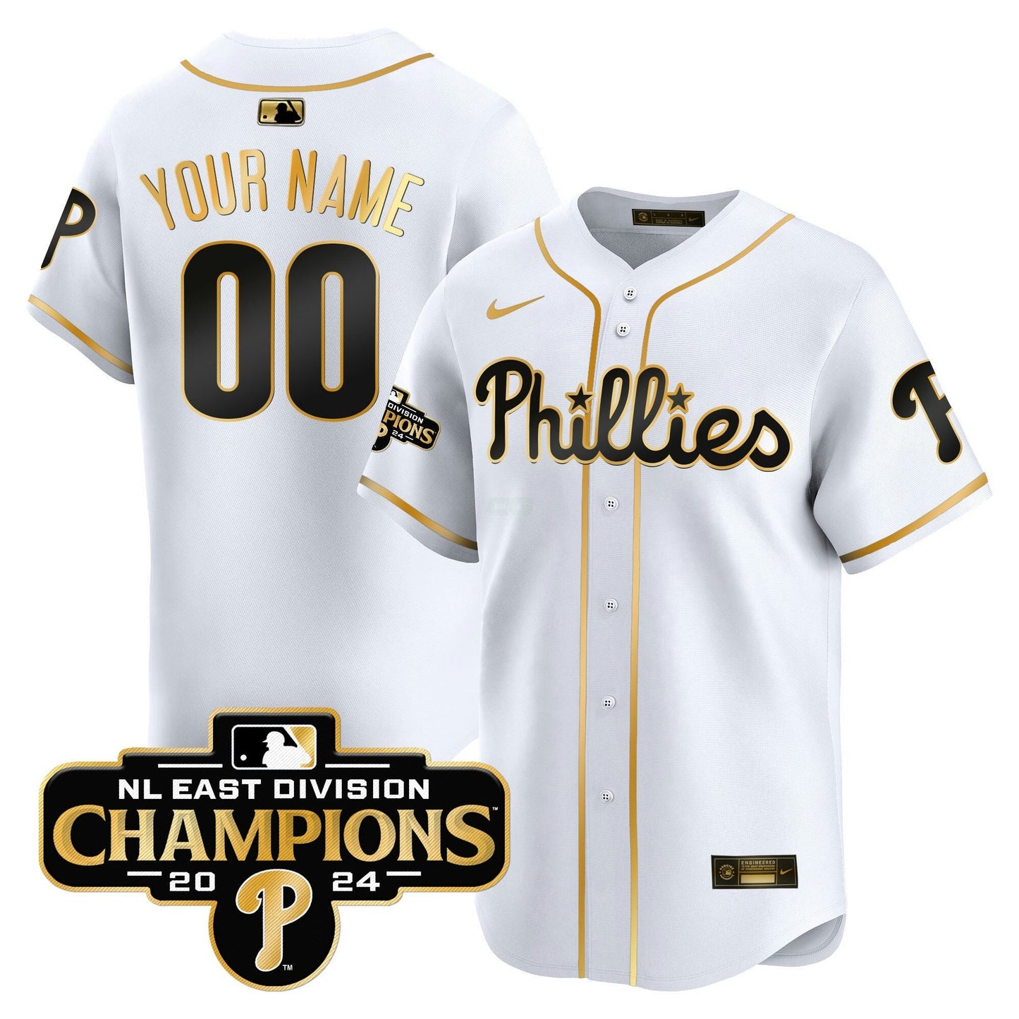 Camisa MLB 2024 NL East Division Champions Dourada Vapor Premier Limited Jersey