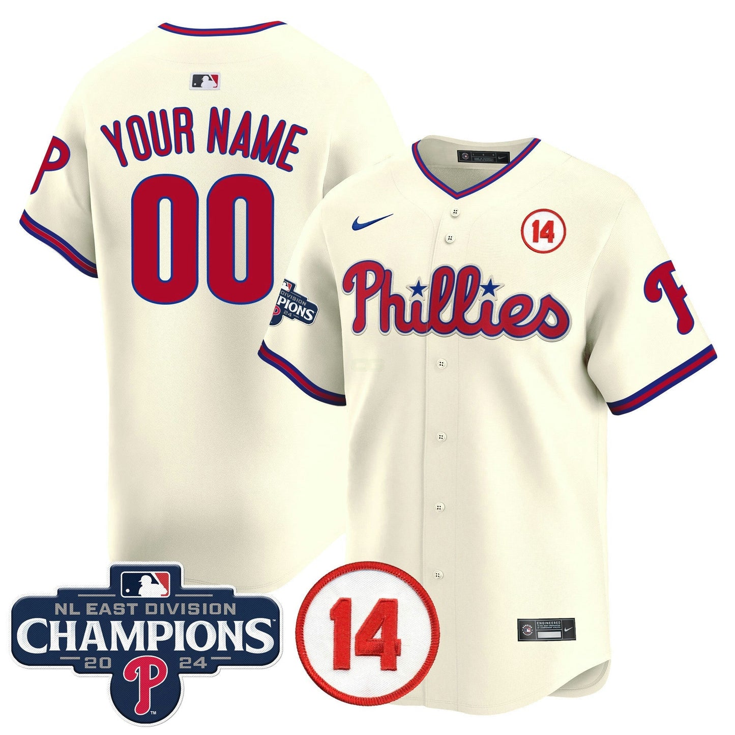 Camisa MLB 2024 NL East Division Champions & Pete Rose Patch Vapor Premier Limited Jersey
