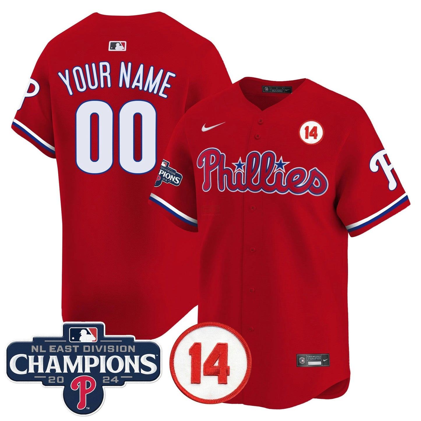 Camisa MLB 2024 NL East Division Champions & Pete Rose Patch Vapor Premier Limited Jersey