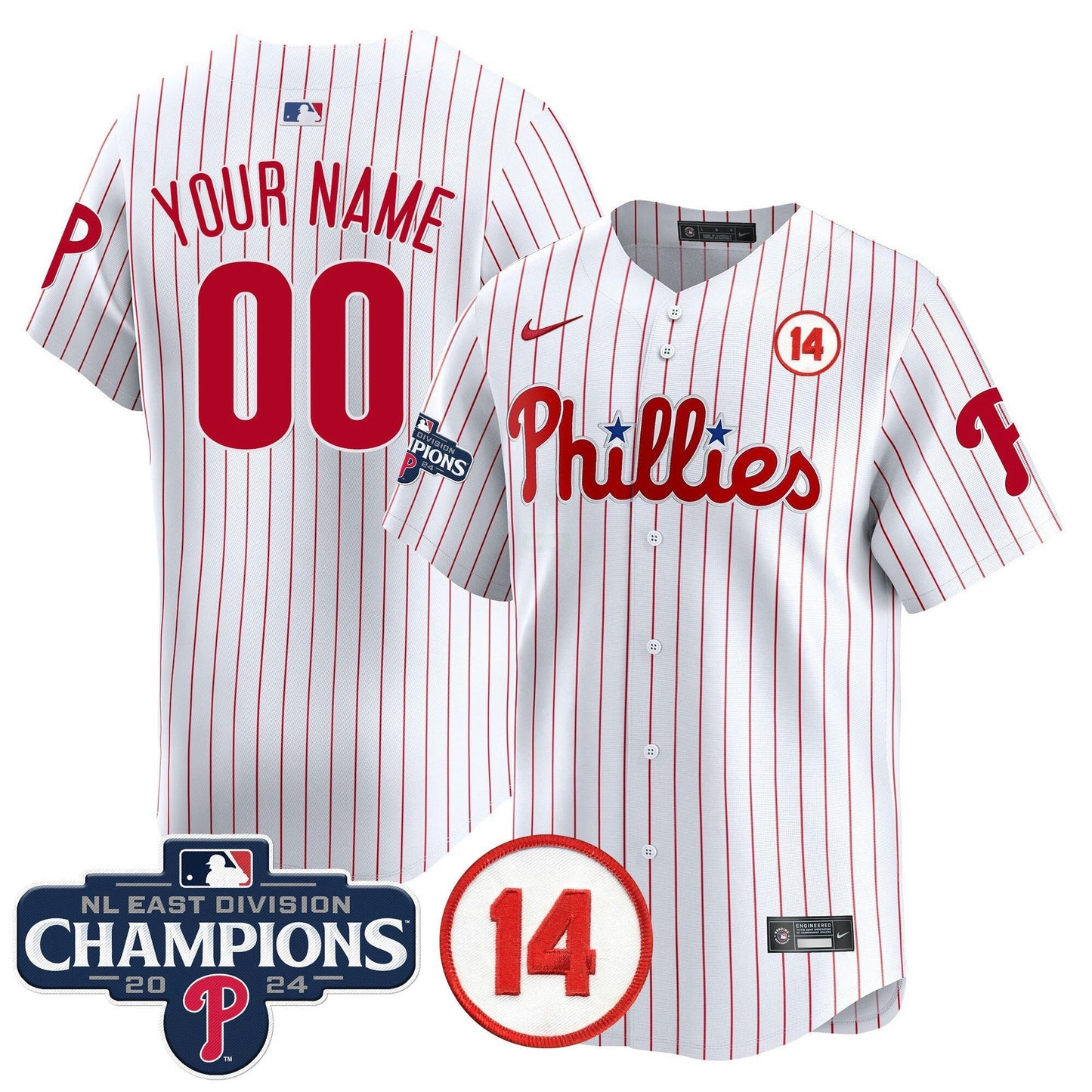 Camisa MLB 2024 NL East Division Champions & Pete Rose Patch Vapor Premier Limited Jersey