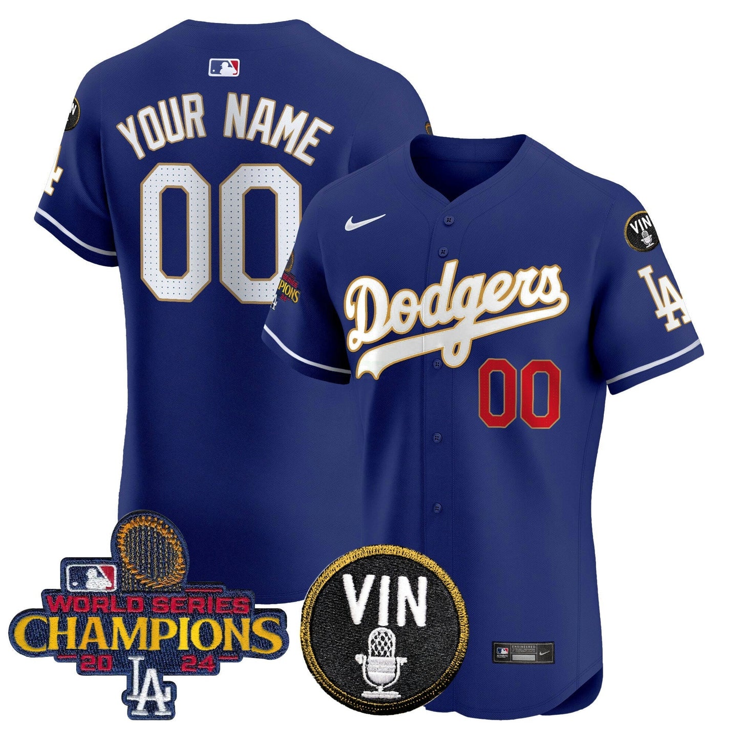 Camisa MLB 2024 World Series Champions Dourada Trim Vapor Premier Elite Jersey