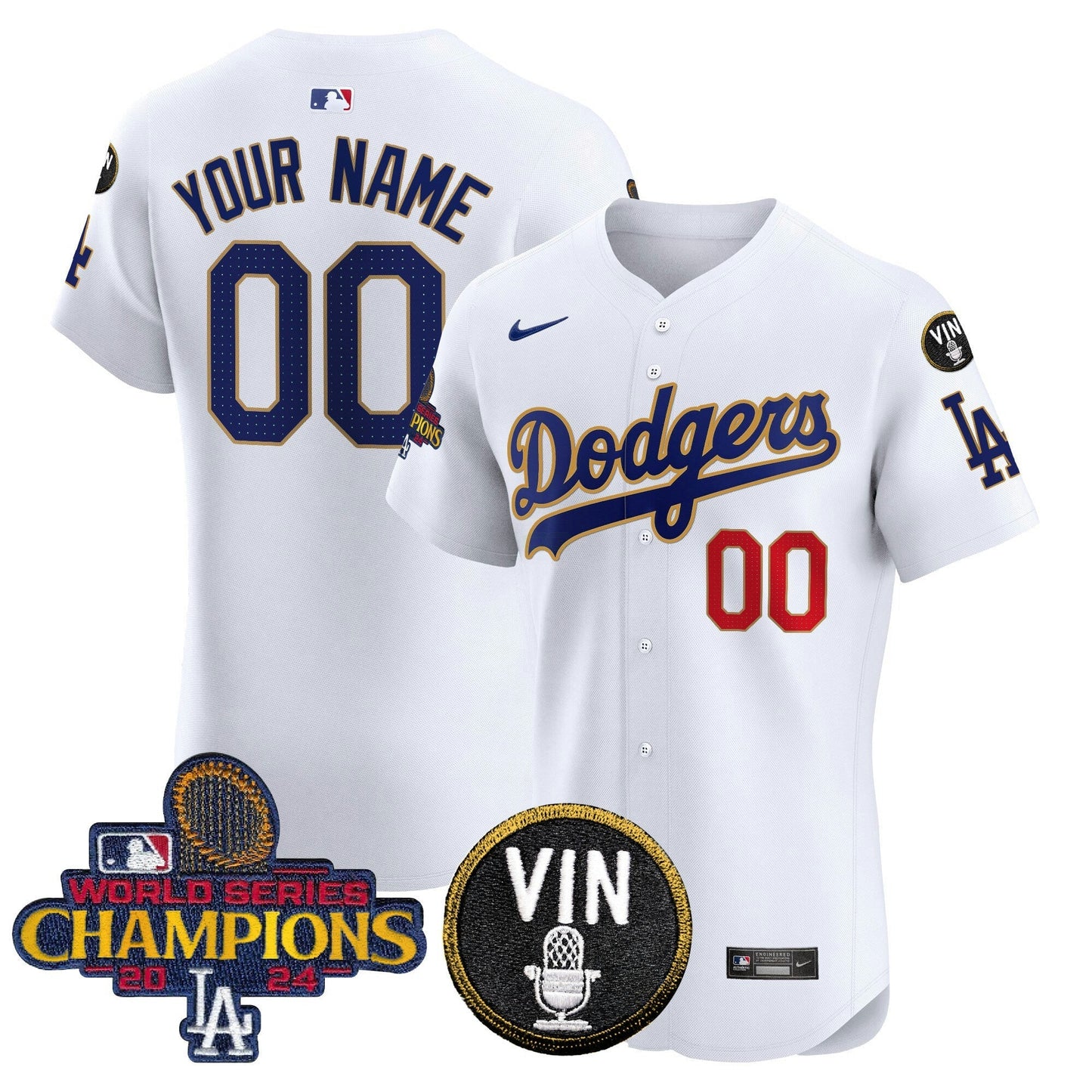 Camisa MLB 2024 World Series Champions Dourada Trim Vapor Premier Elite Jersey