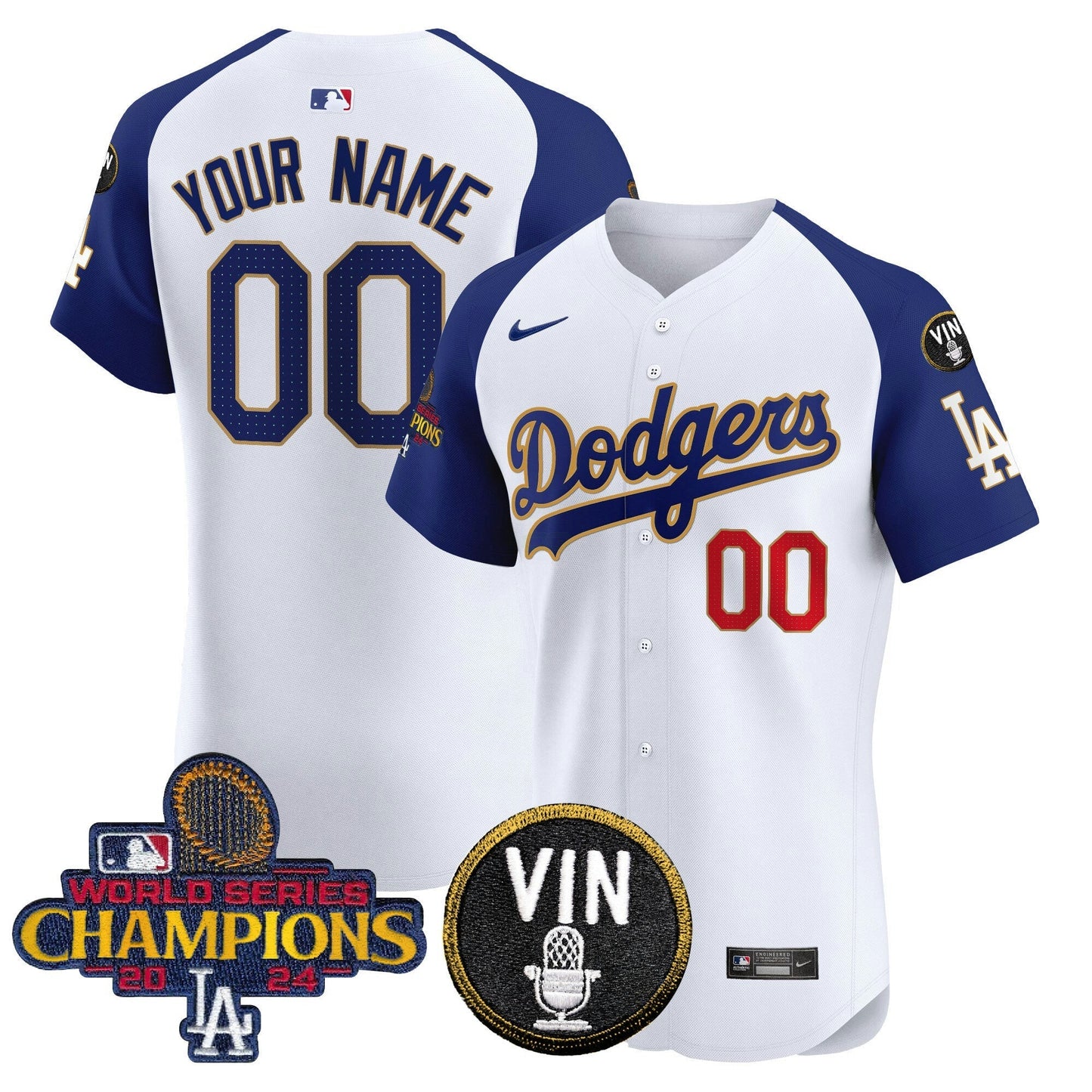 Camisa MLB 2024 World Series Champions Dourada Trim Vapor Premier Elite Jersey