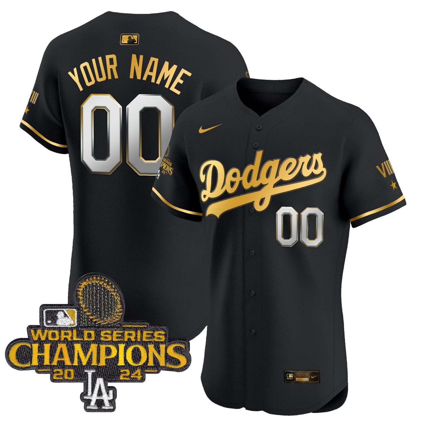 Camisa MLB 2024 World Series Champions Dourada Trim Vapor Premier Elite Jersey V3