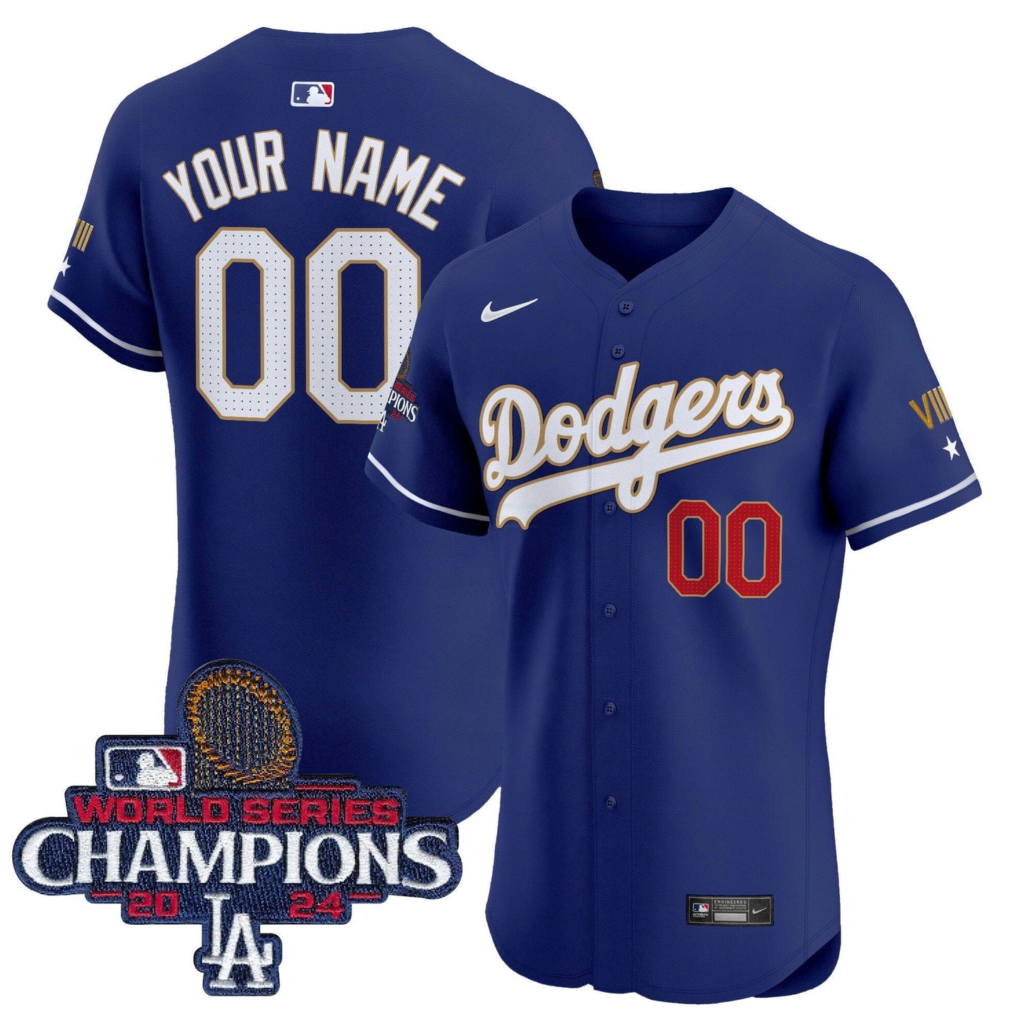 Camisa MLB 2024 World Series Champions Dourada Trim Vapor Premier Elite Jersey V3