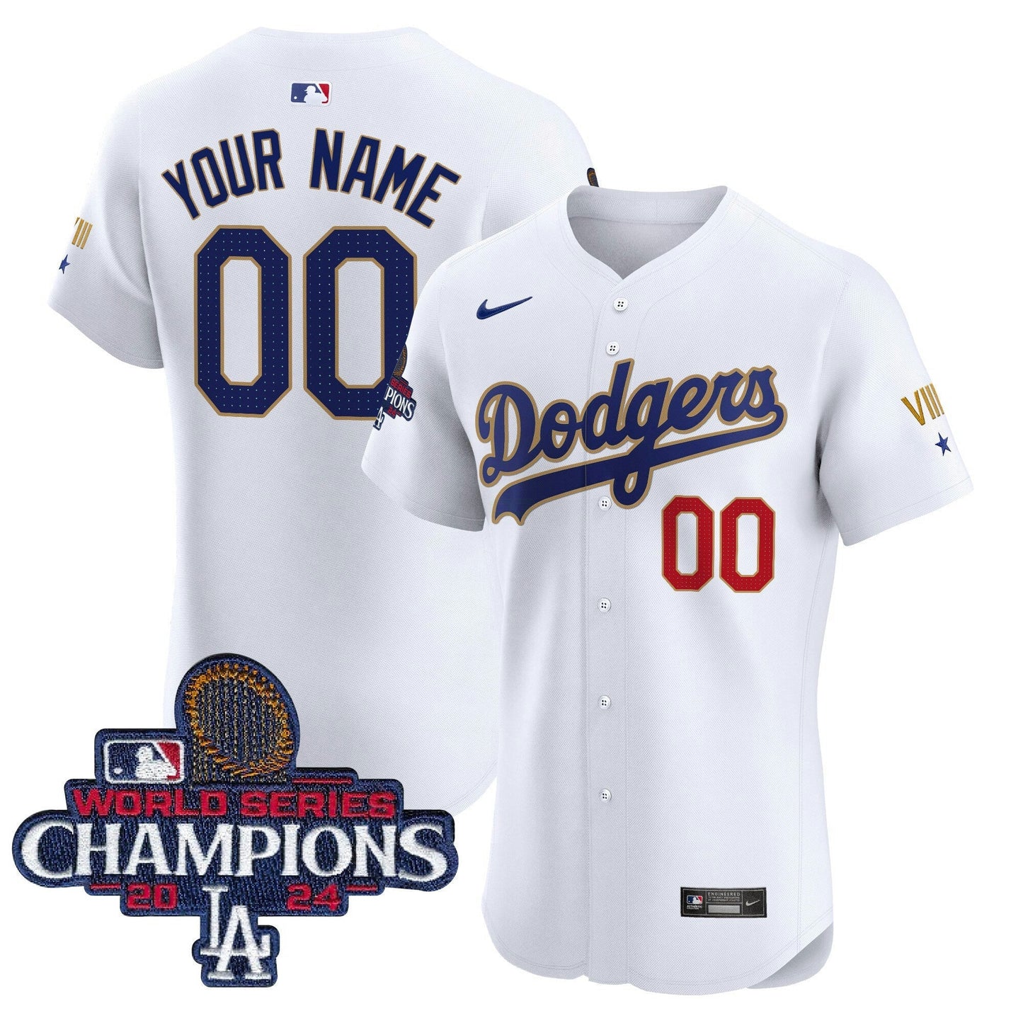 Camisa MLB 2024 World Series Champions Dourada Trim Vapor Premier Elite Jersey V3