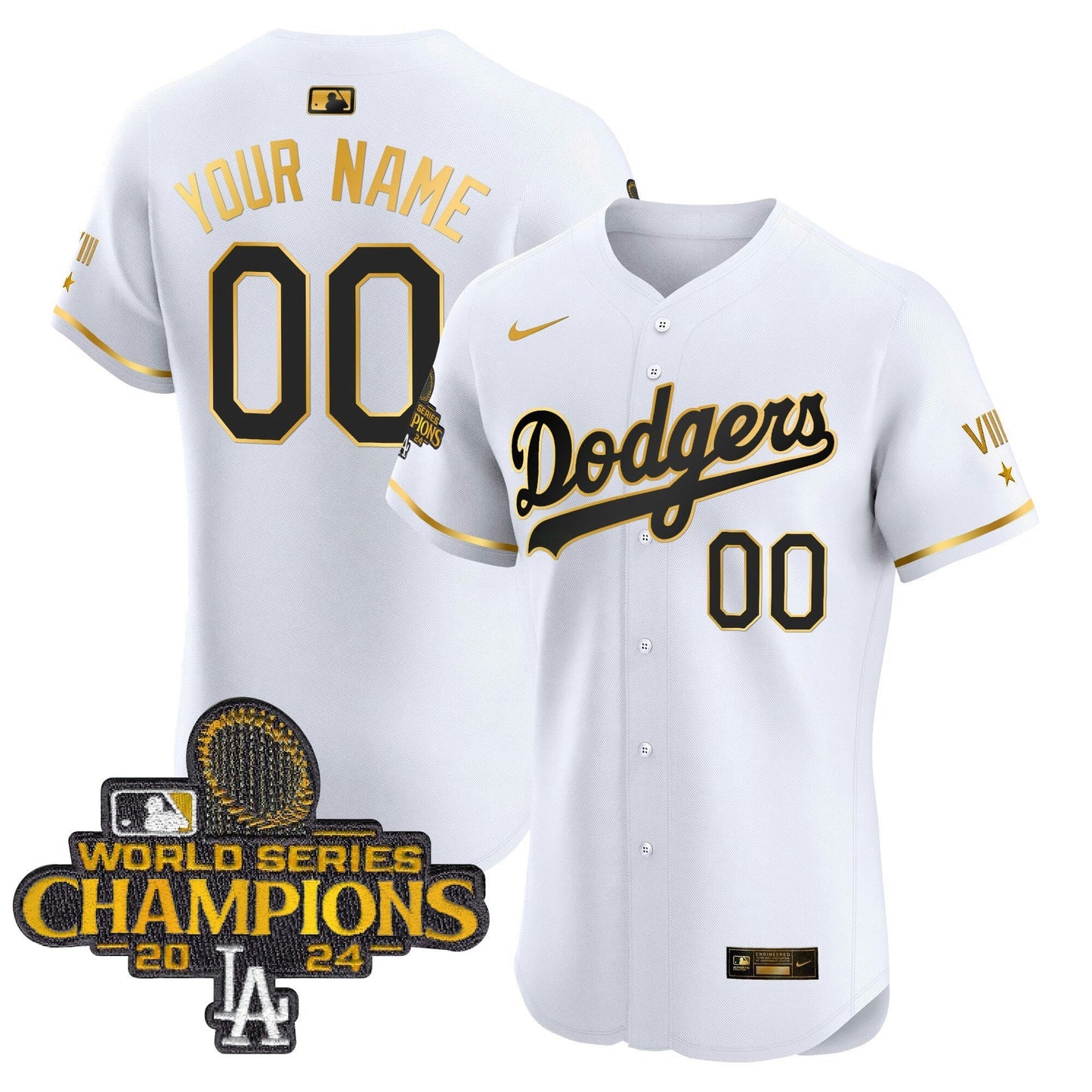 Camisa MLB 2024 World Series Champions Dourada Trim Vapor Premier Elite Jersey V3