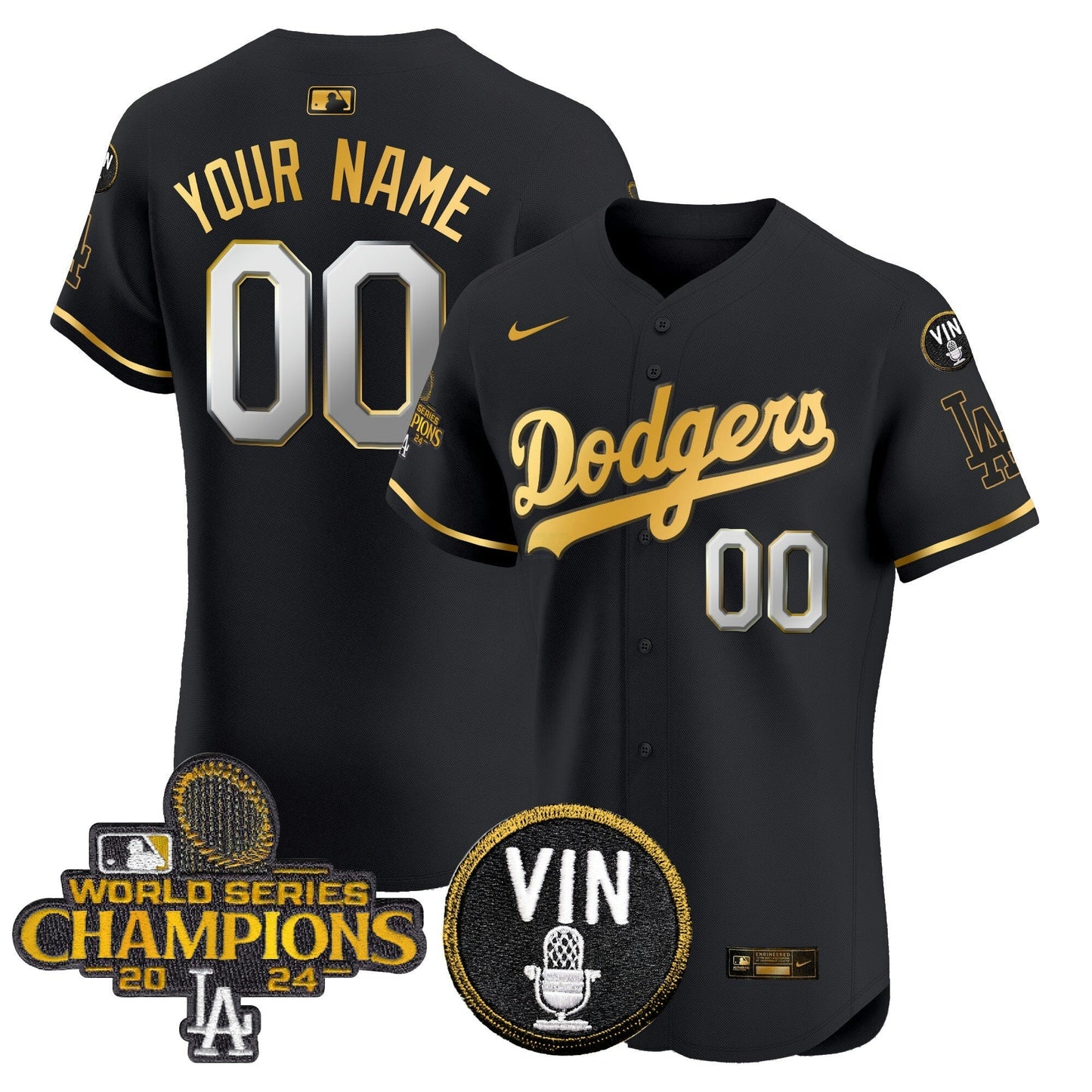 Camisa MLB 2024 World Series Champions Dourada Trim Vapor Premier Elite Jersey