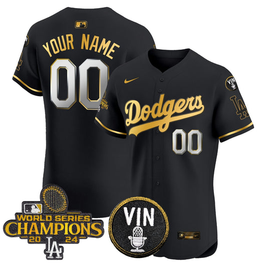 Camisa MLB 2024 World Series Champions Dourada Trim Vapor Premier Elite Jersey