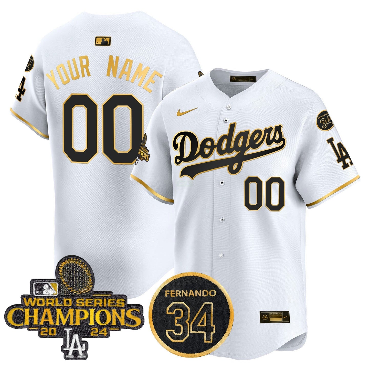 Camisa MLB 2024 World Series Champions Dourada Trim Vapor Premier Limited Jersey V2