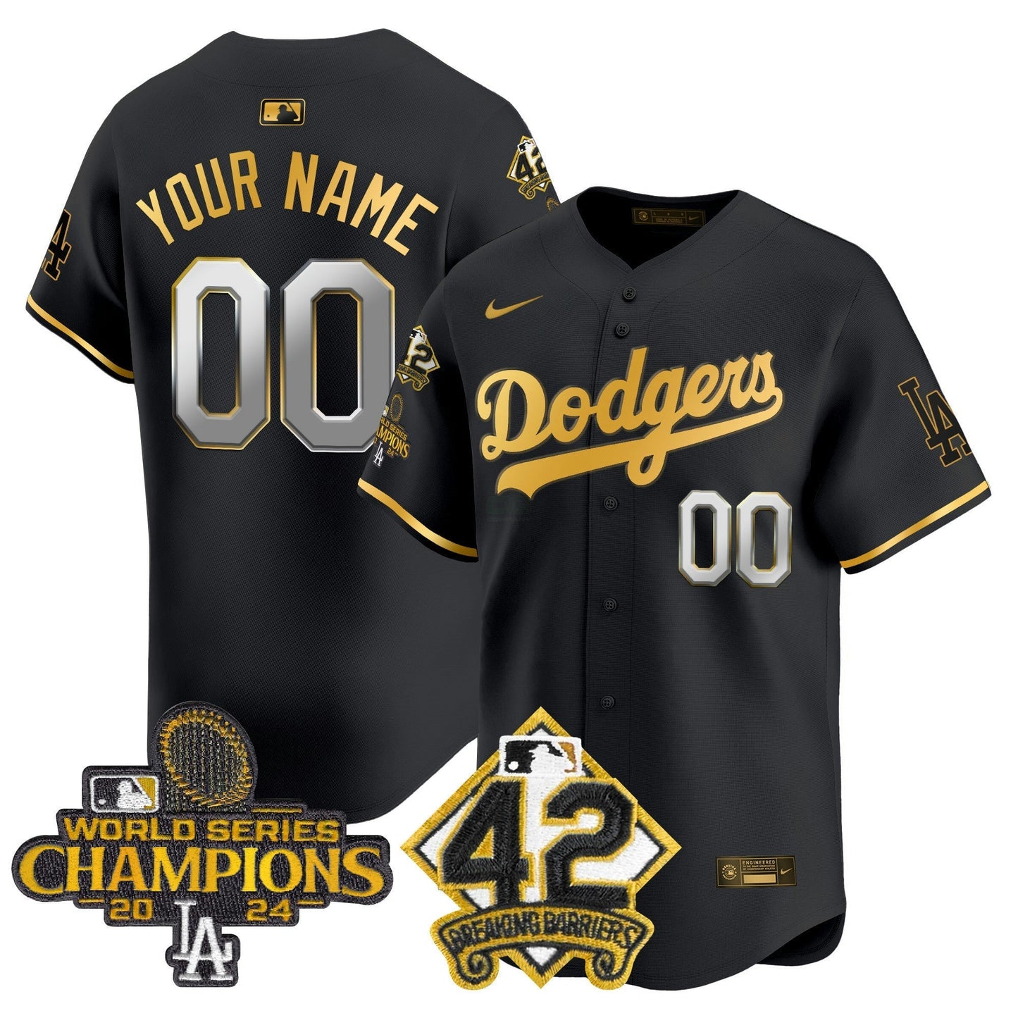 Camisa MLB 2024 World Series Champions & Jackie Robinson Patch Vapor Premier Limited Jersey