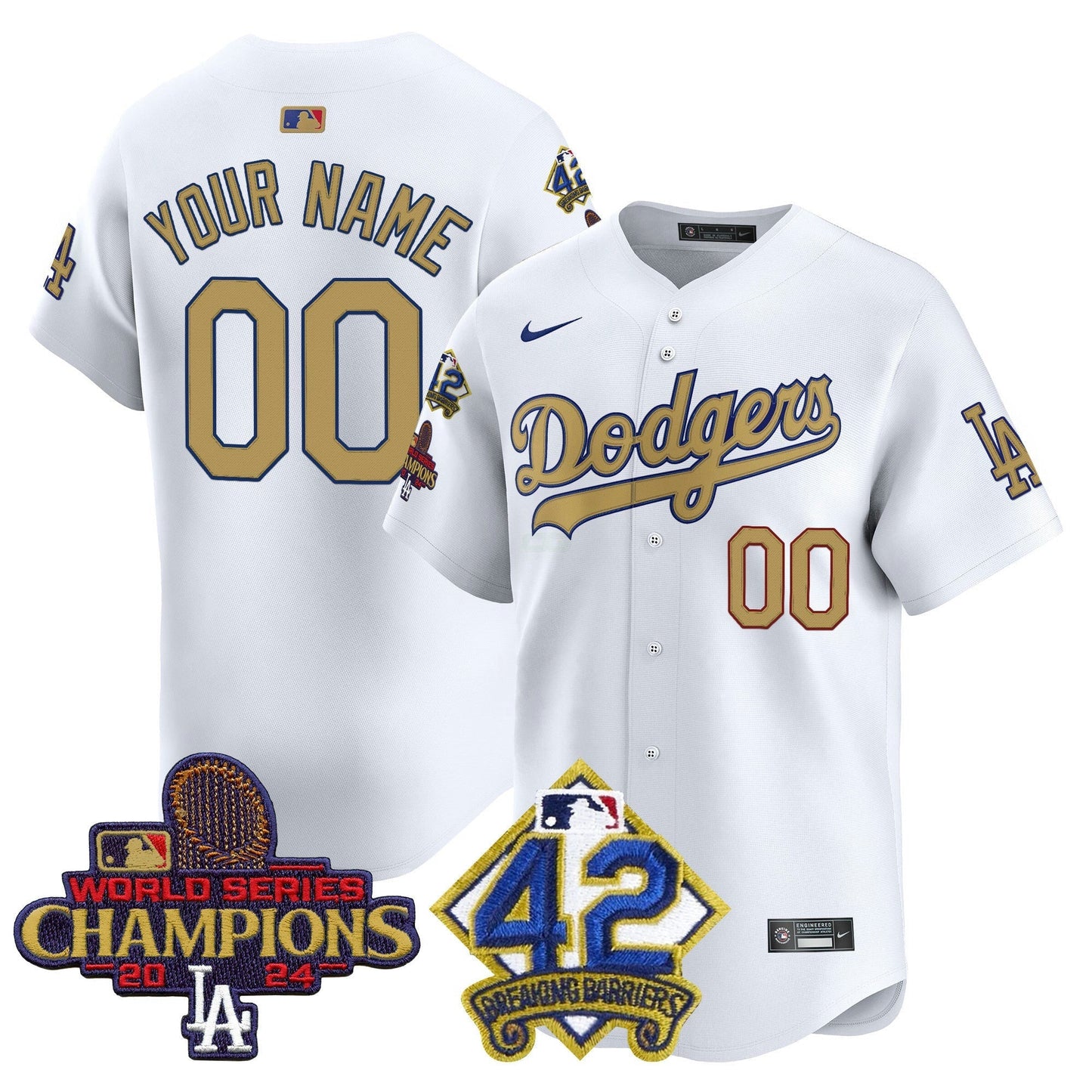 Camisa MLB 2024 World Series Champions & Jackie Robinson Patch Vapor Premier Limited Jersey