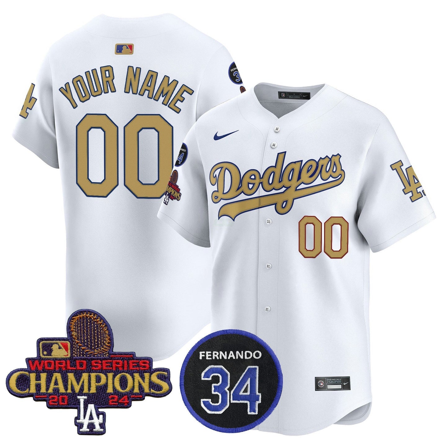 Camisa MLB 2025 #34 Fernando Patch Dourada Vapor Premier Limited Jersey