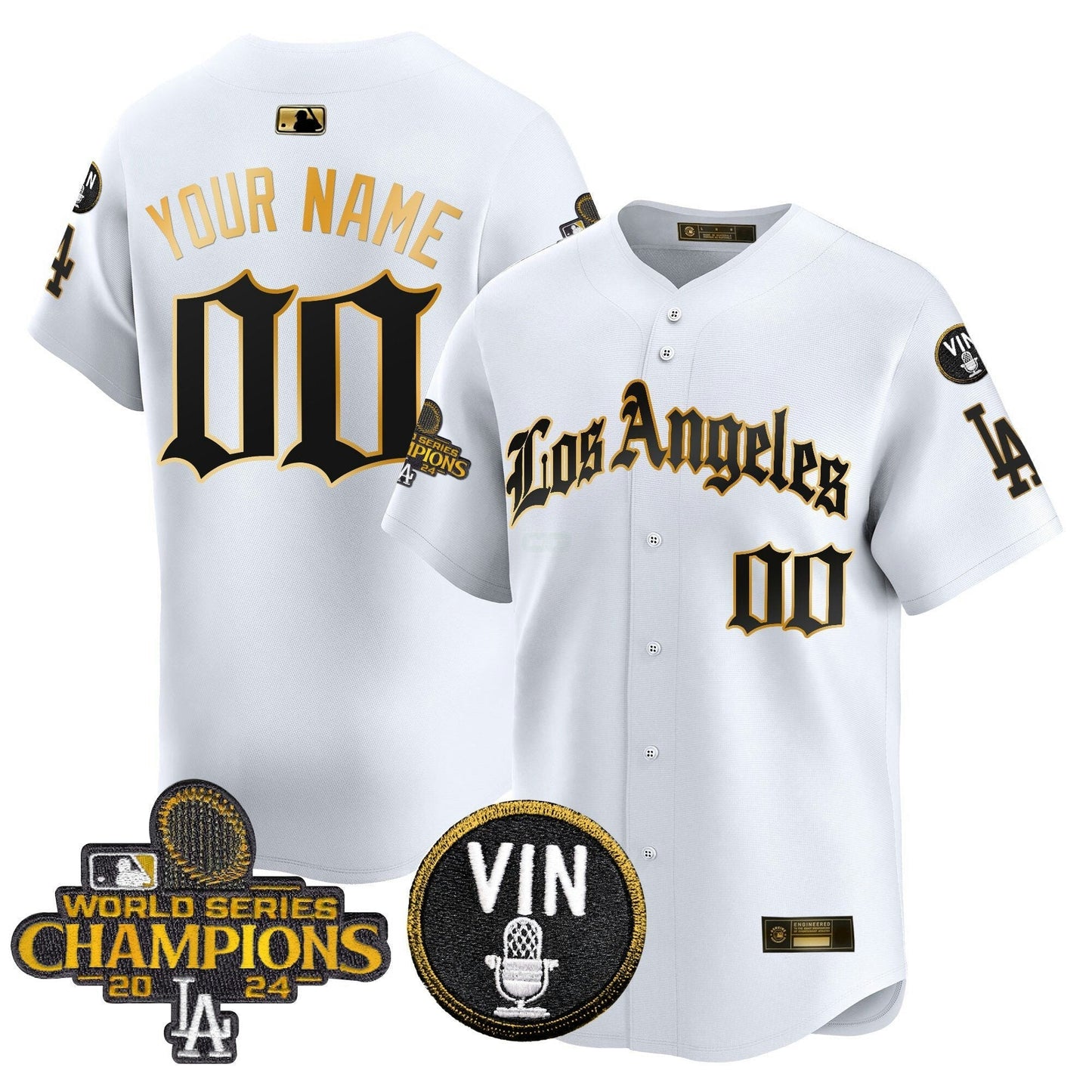 Camisa MLB 2025 LA Gothic Style Dourada Vapor Premier Limited Jersey