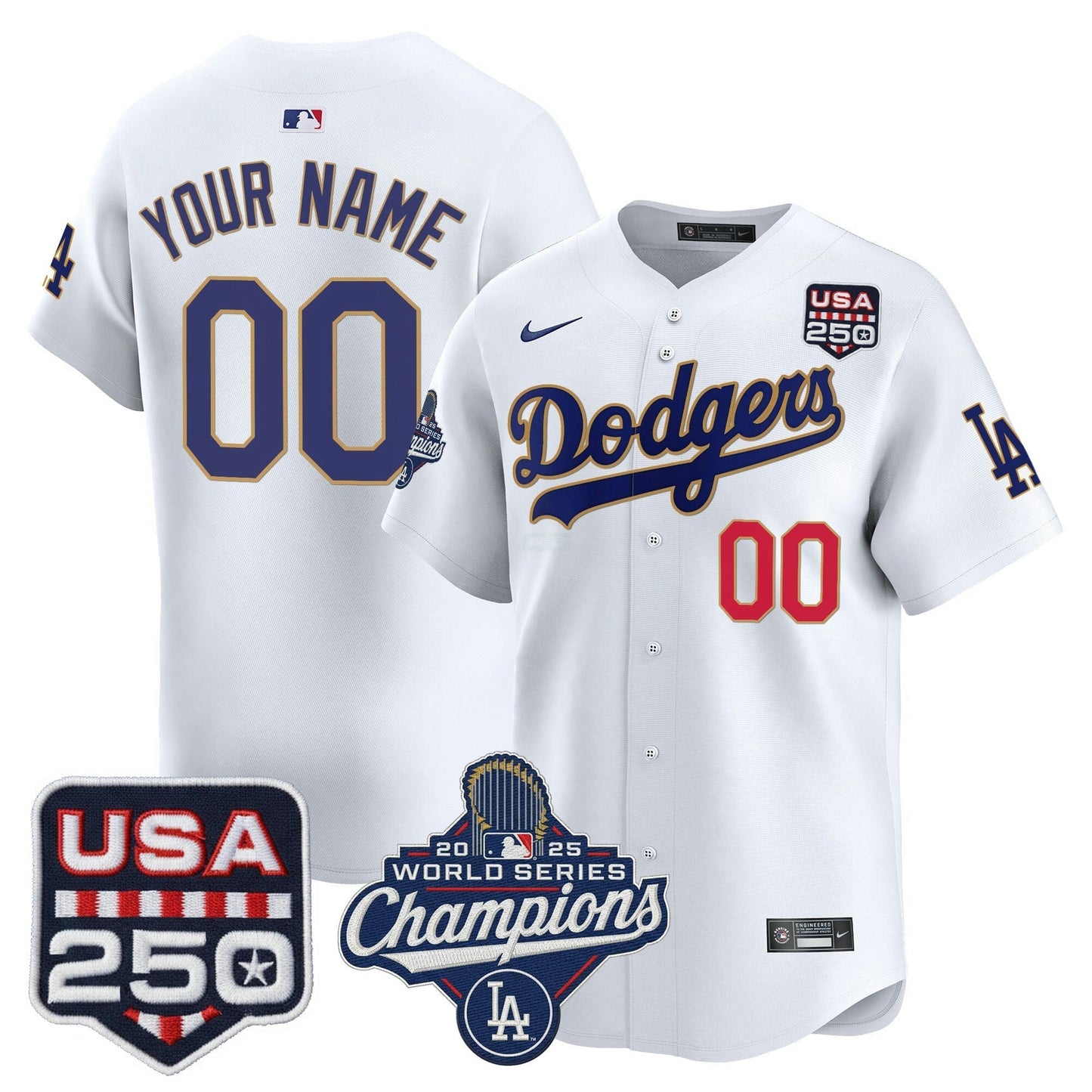 Camisa MLB 2025 World Series Champions & 250America Patch Vapor Premier Limited Jersey