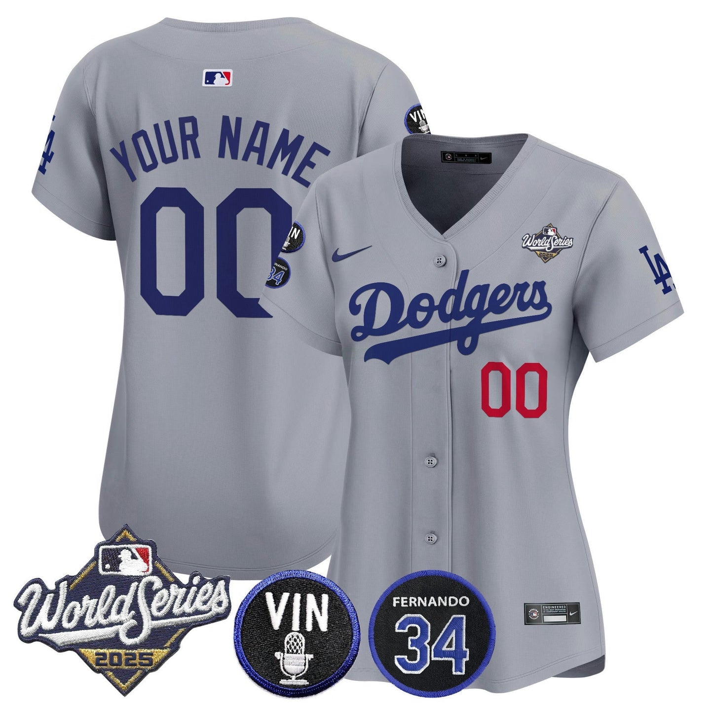 Camisa MLB 2025 World Series Vapor Premier Limited Jersey – Vin Scully & Fernando Patch
