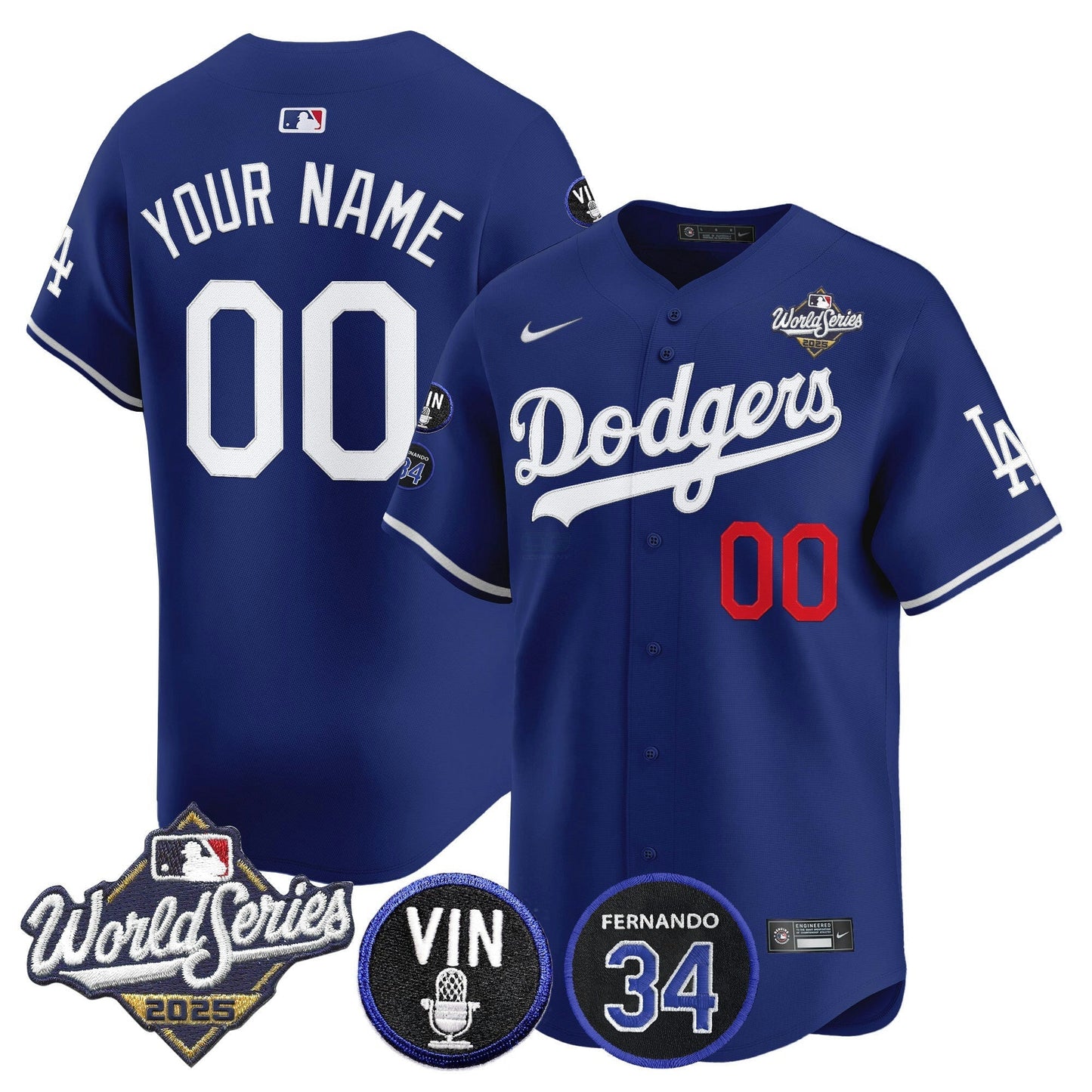 Camisa MLB 2025 World Series Vapor Premier Limited Jersey – Vin Scully & Fernando Patch