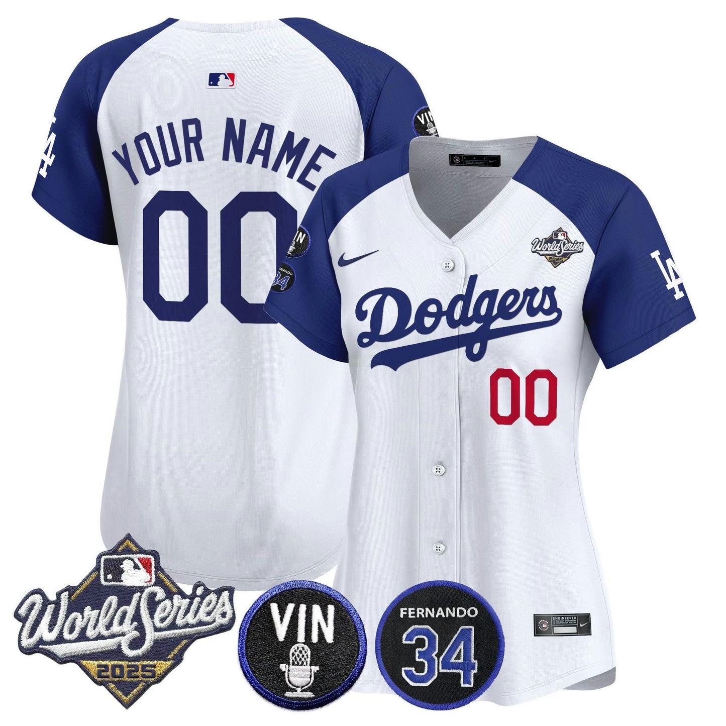 Camisa MLB 2025 World Series Vapor Premier Limited Jersey – Vin Scully & Fernando Patch