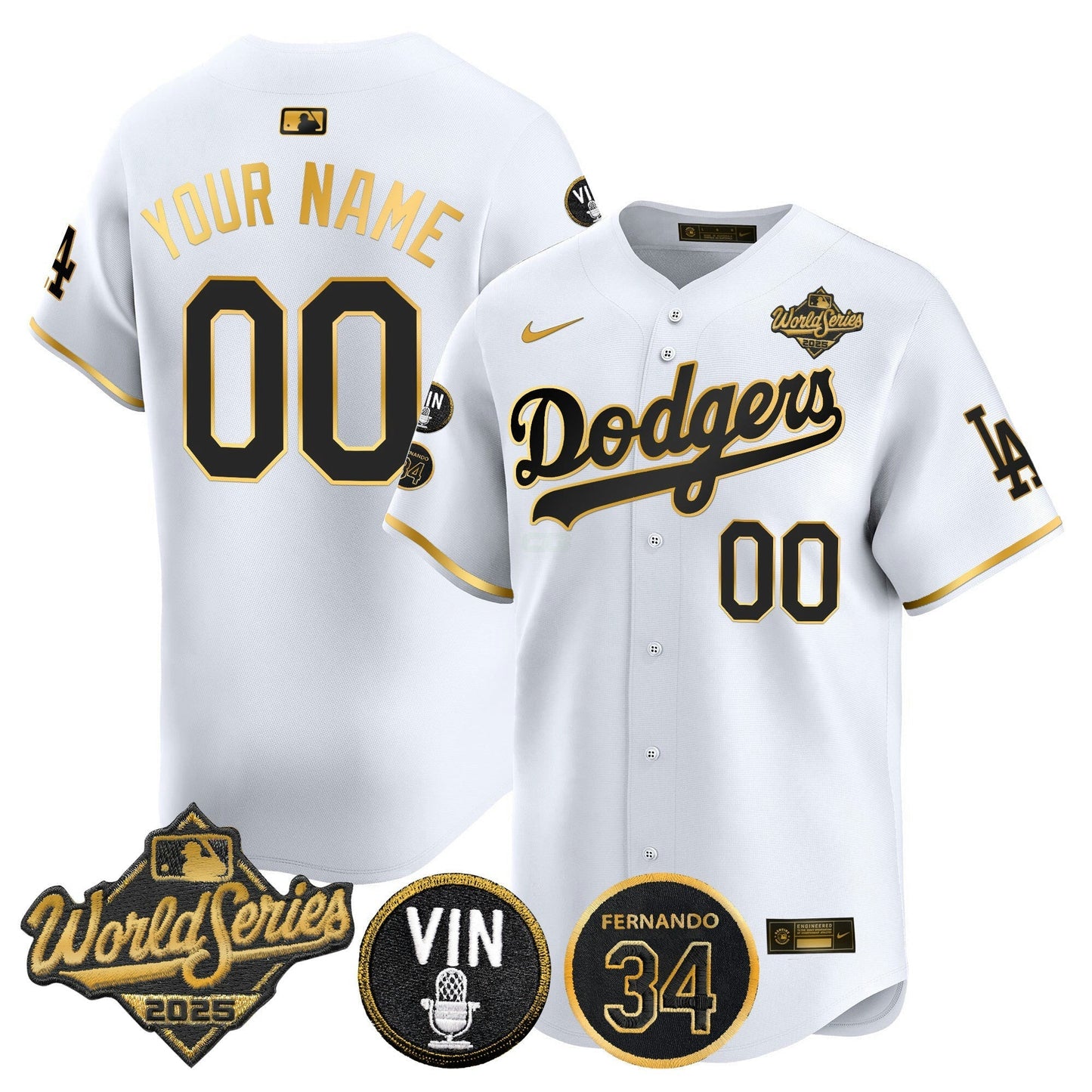 Camisa MLB 2025 World Series Vapor Premier Limited Jersey – Vin Scully & Fernando Patch