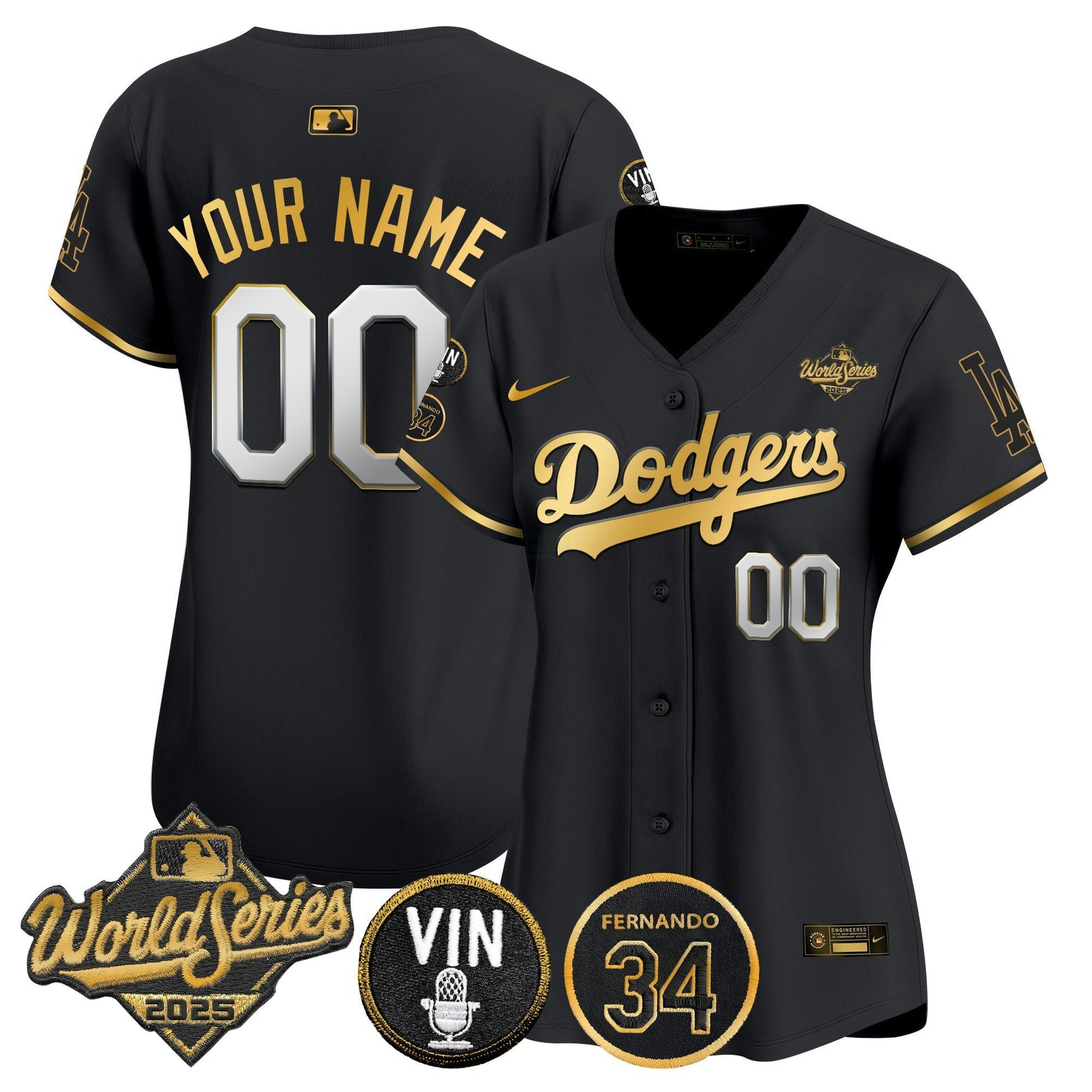 Camisa MLB 2025 World Series Vapor Premier Limited Jersey – Vin Scully & Fernando Patch