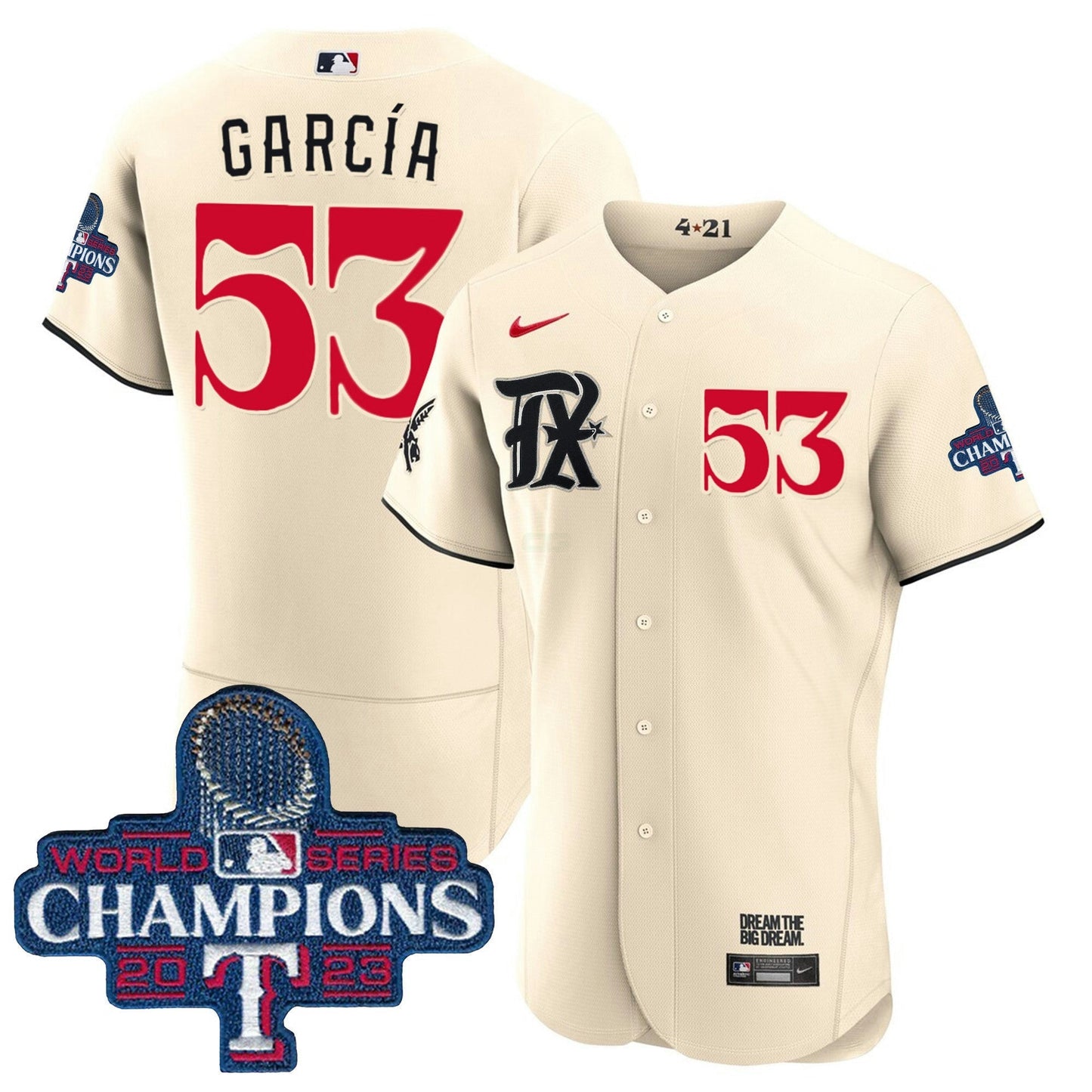 Camisa MLB Adolis Garcia Texas City Connect 2023 World Series Champions Jersey - City Connect