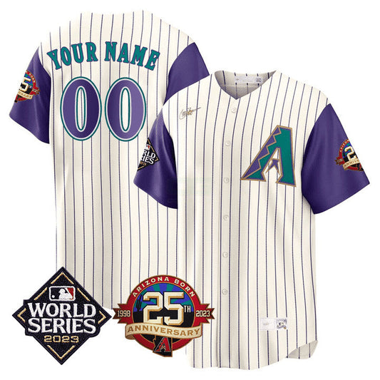 Camisa MLB Arizona 2023 World Series Patch Throwback Jersey - 2023 World Series Patch