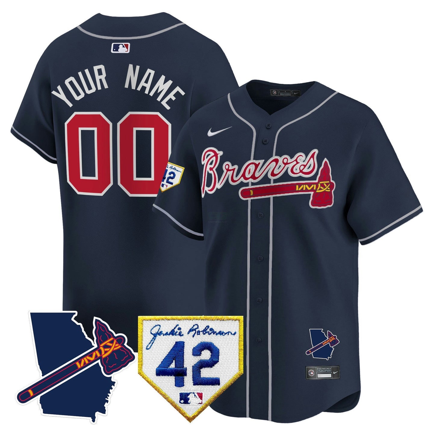 Camisa MLB Atlanta 2024 Robinson & Georgia Patch Vapor Premier Limited Jersey