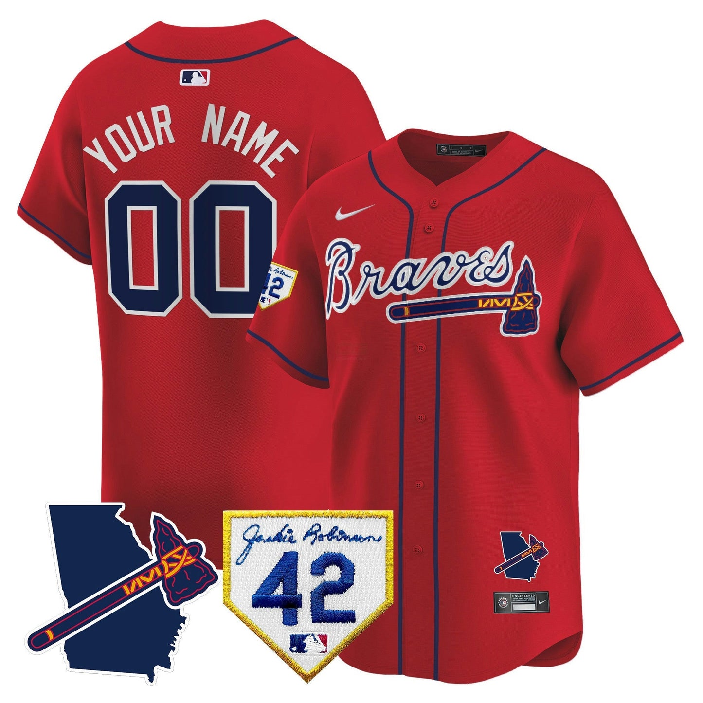 Camisa MLB Atlanta 2024 Robinson & Georgia Patch Vapor Premier Limited Jersey