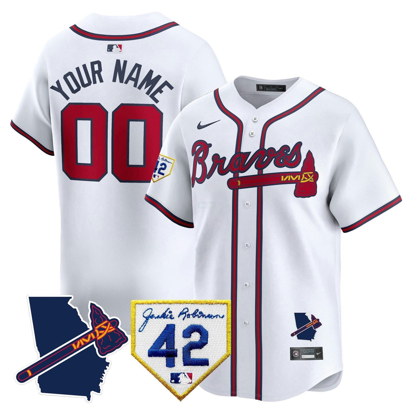 Camisa MLB Atlanta 2024 Robinson & Georgia Patch Vapor Premier Limited Jersey