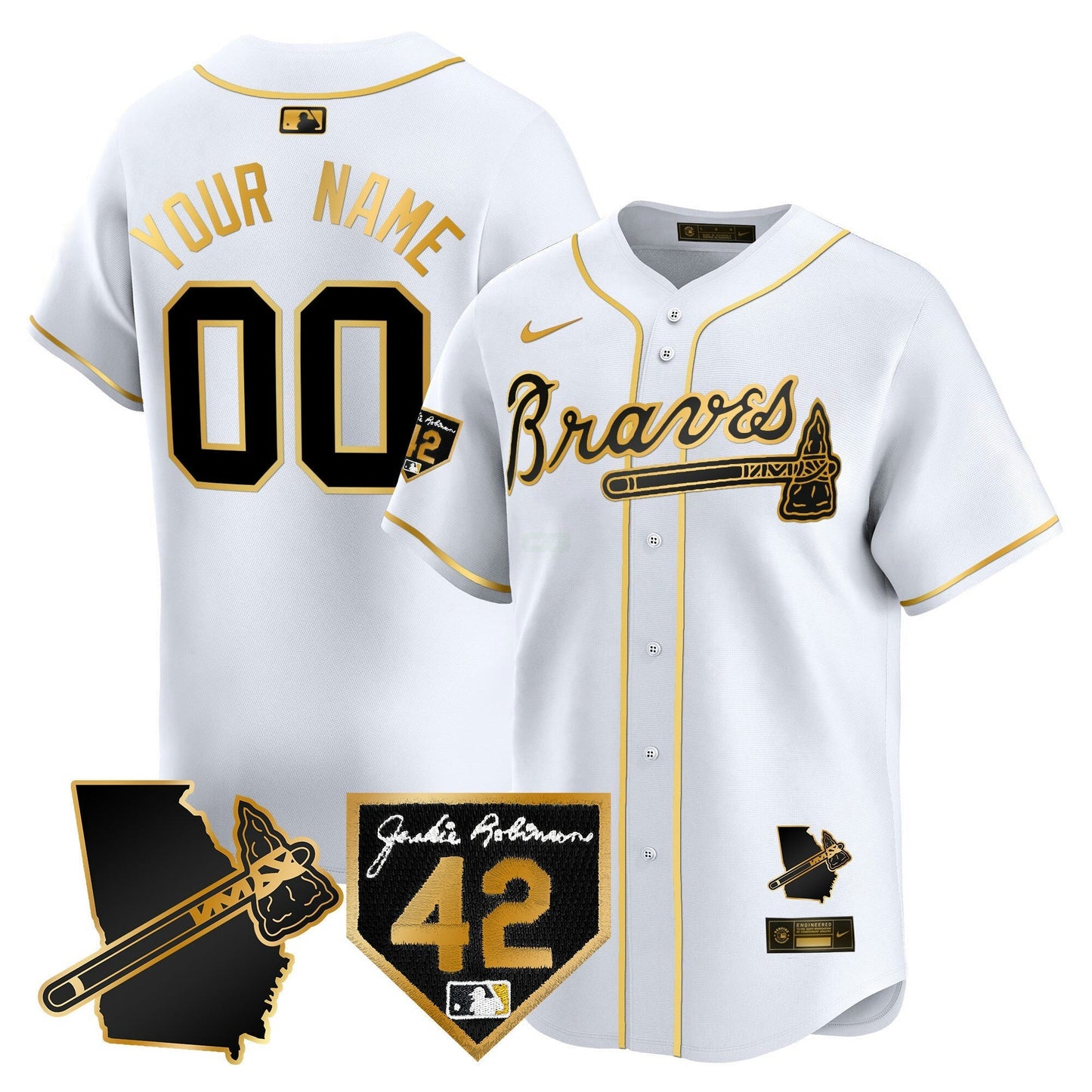 Camisa MLB Atlanta 2024 Robinson & Georgia Patch Vapor Premier Limited Jersey