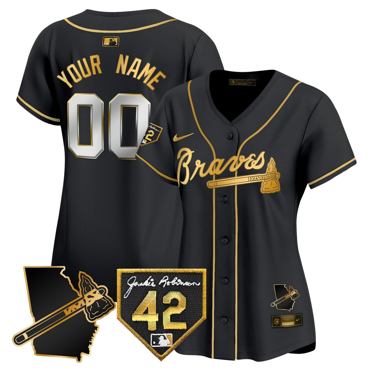 Camisa MLB Atlanta 2024 Robinson & Georgia Patch Vapor Premier Limited Jersey