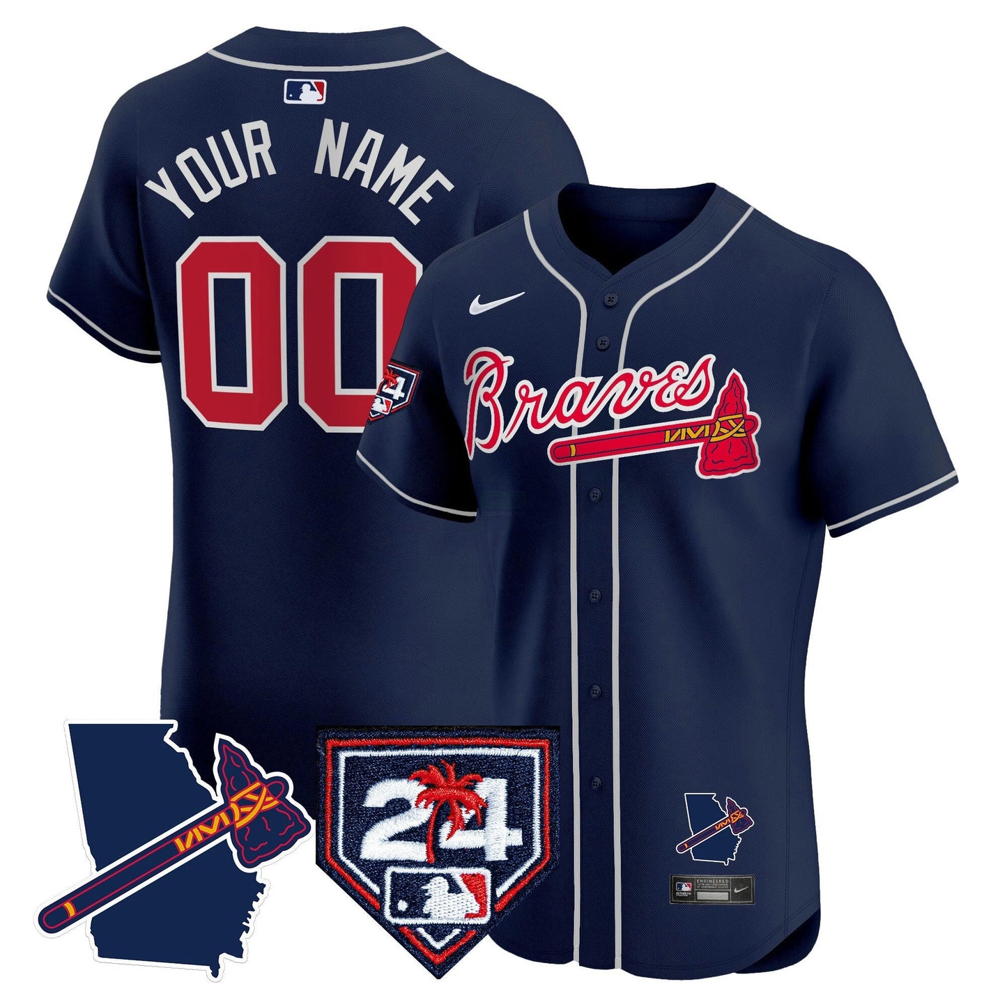 Camisa MLB Atlanta 2024 Spring Training & Georgia Patch Vapor Premier Elite Jersey